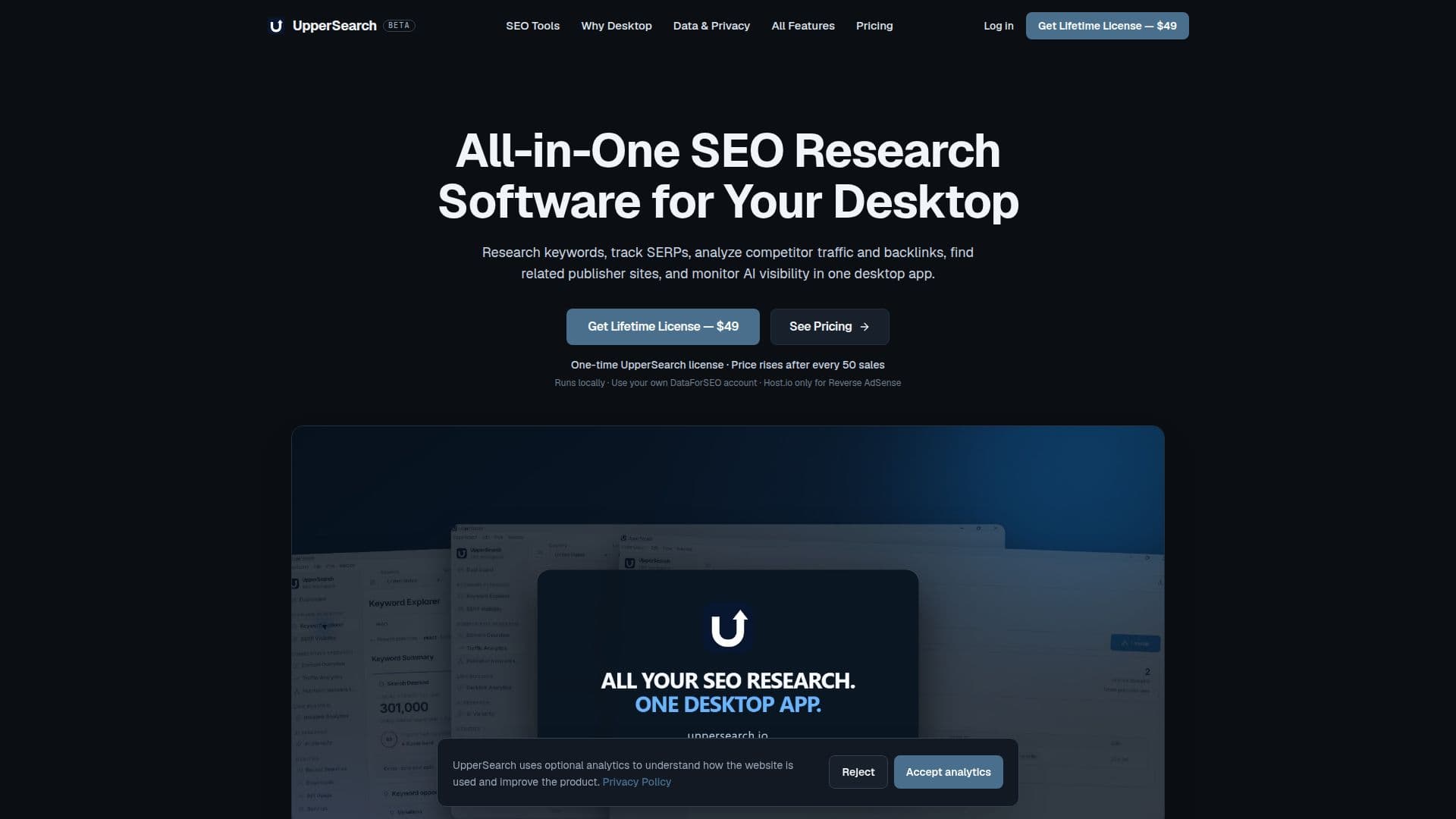 Screenshot von UpperSearch