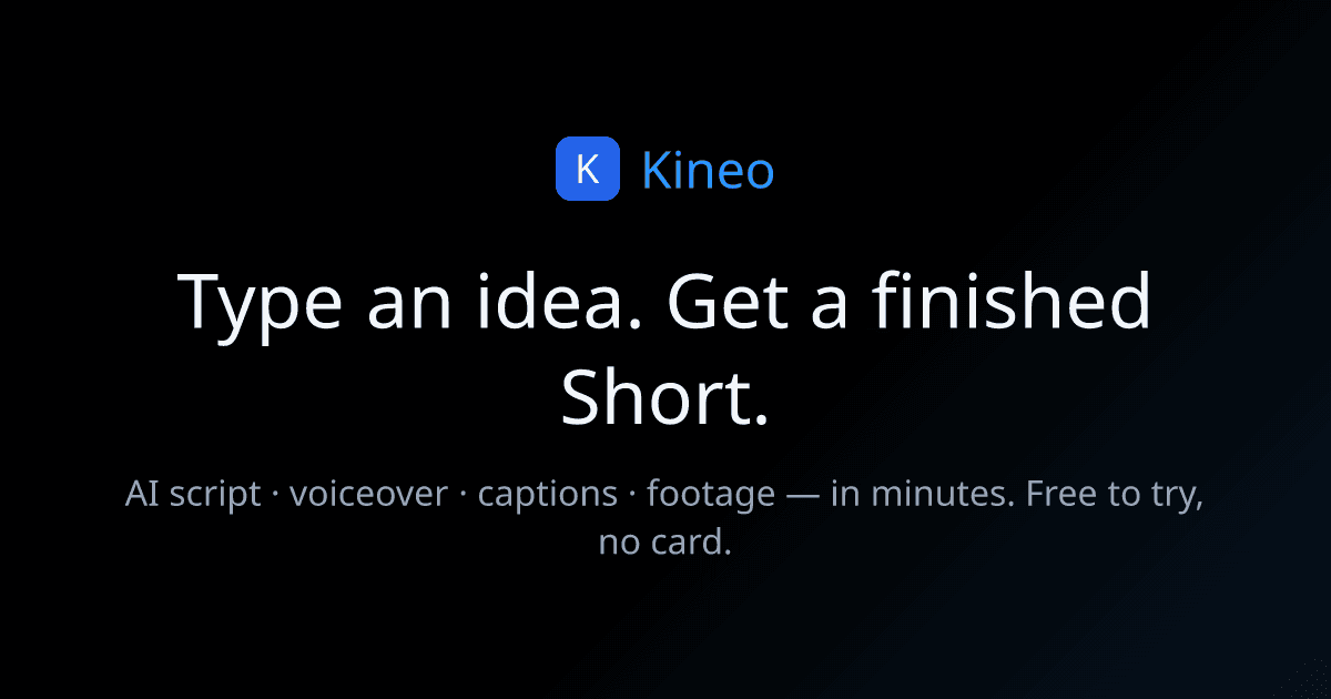 Kineo — AI 유튜브 쇼츠 생성기 screenshot
