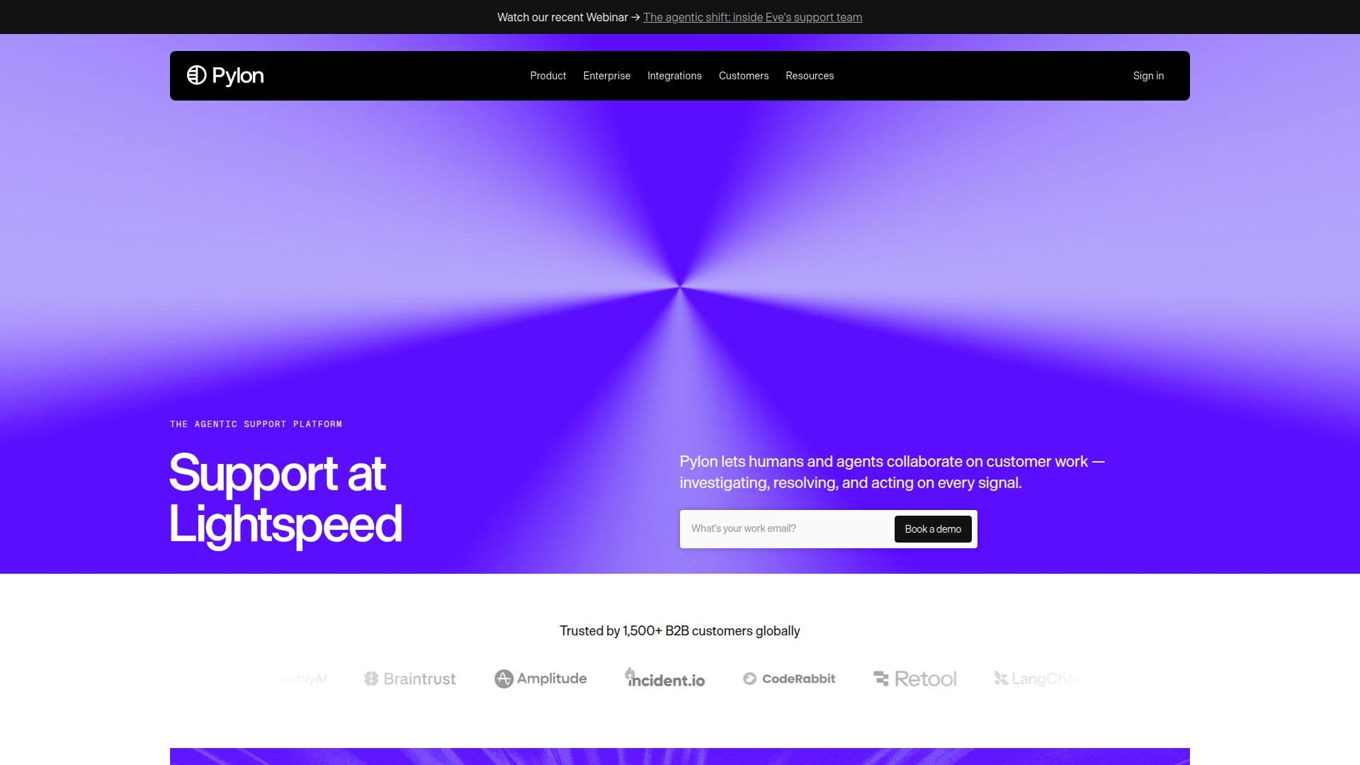 Tangkapan layar Pylon: Dukungan B2B Agensif