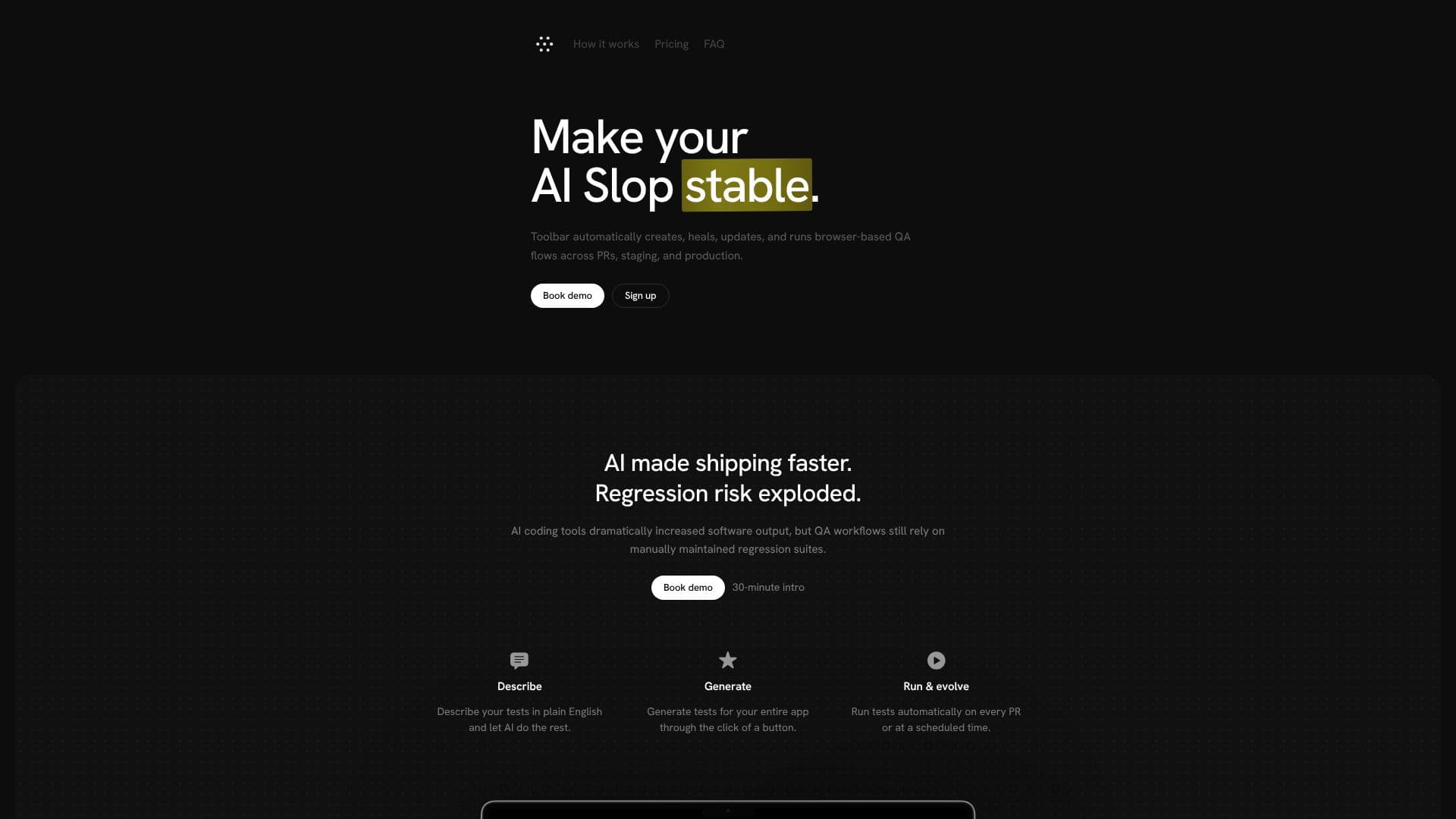 Toolbar — AI Test Automation のスクリーンショット