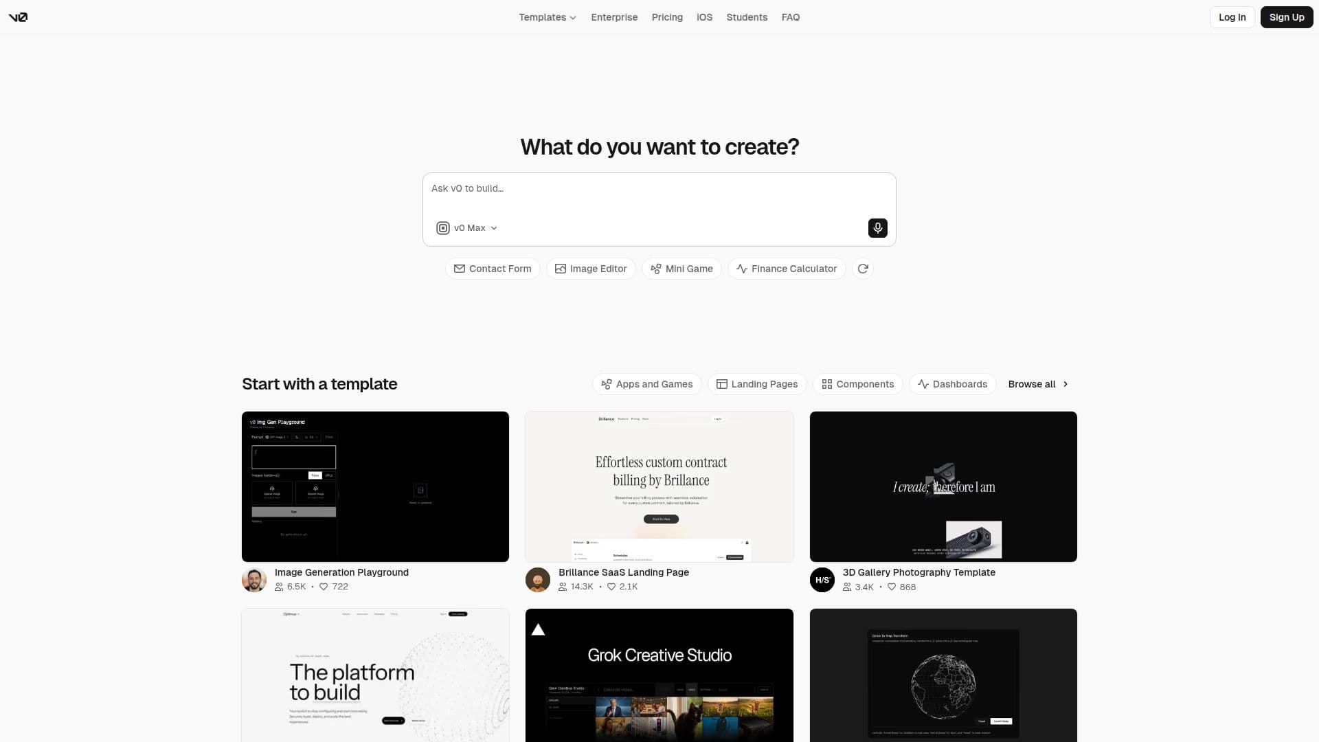 v0 by Vercel screenshot