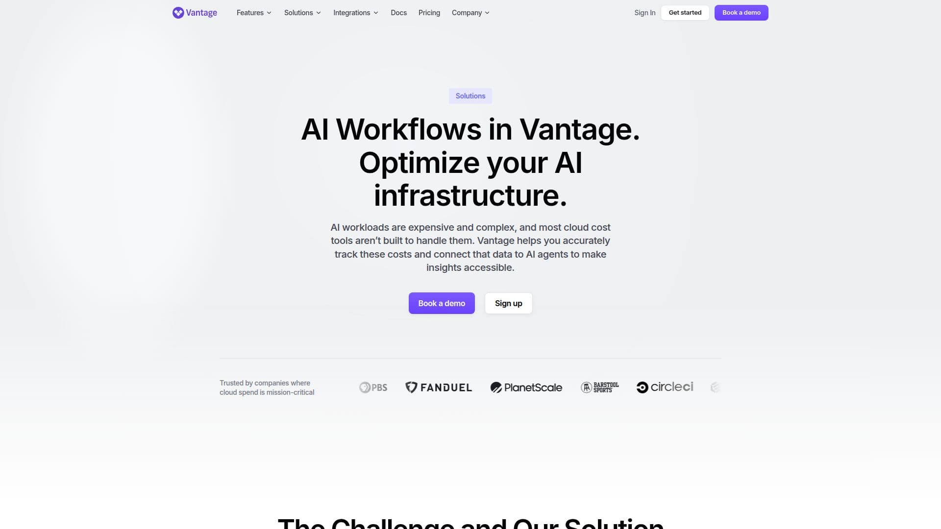 Screenshot von Vantage AI Workflows