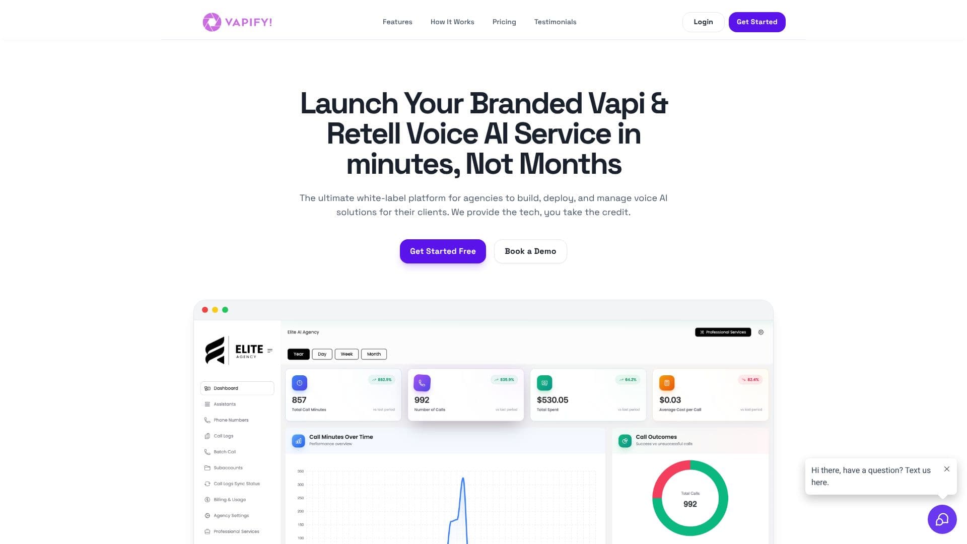 Скриншот Vapify: Платформа Vapi.ai с возможностью ребрендинга