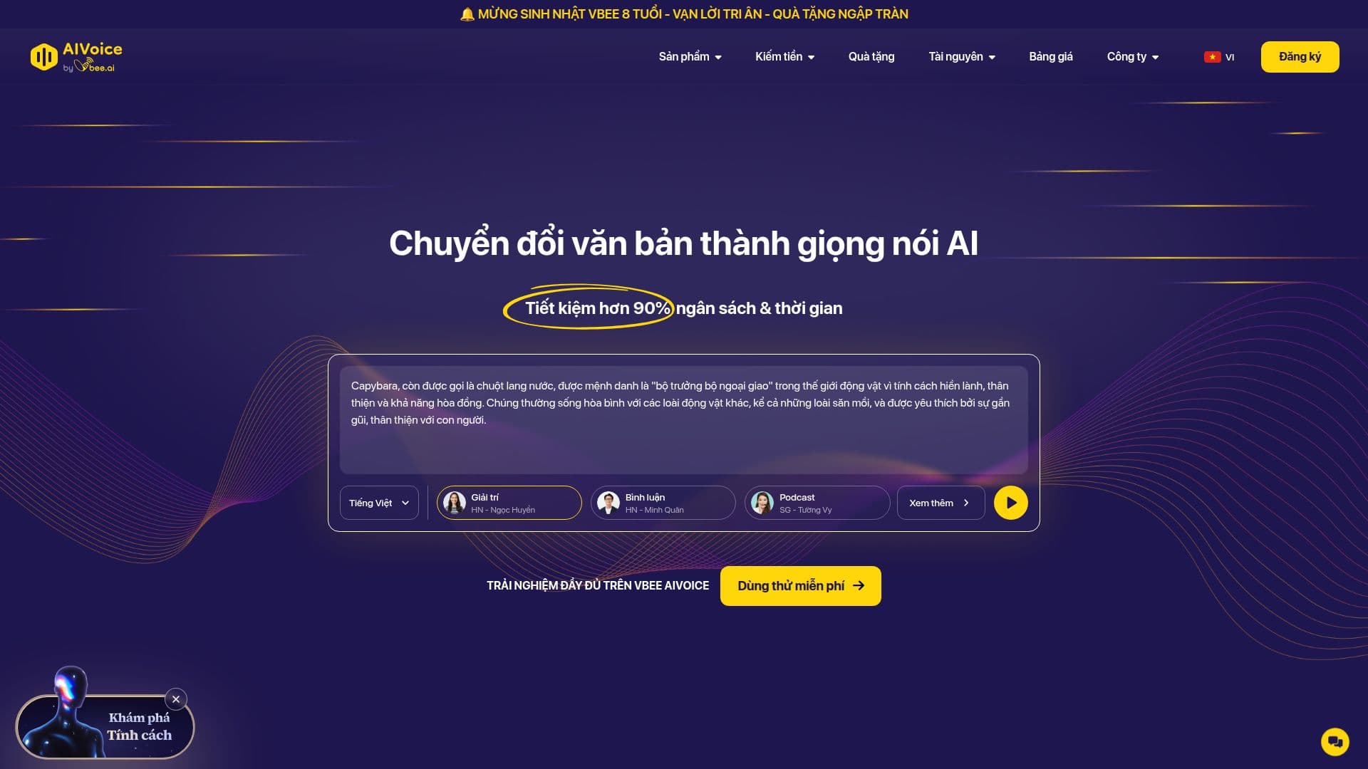 Tangkapan layar Vbee AIVoice