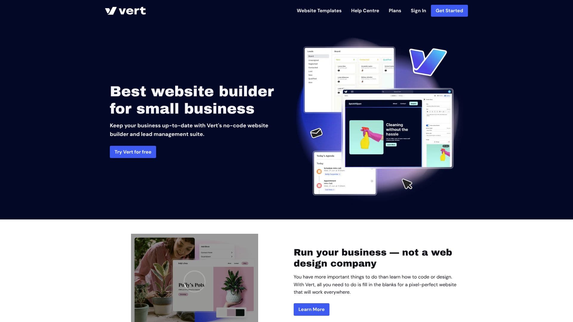 Vert Website Builder のスクリーンショット