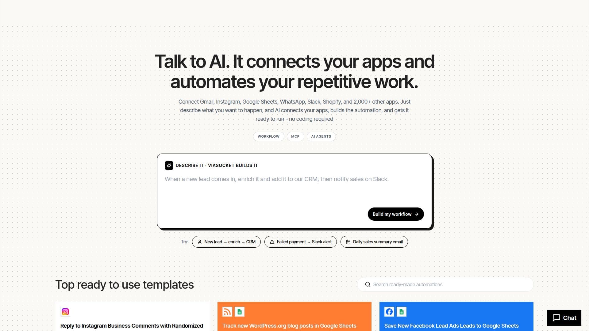 viaSocket AI Workflow Automation Tool screenshot