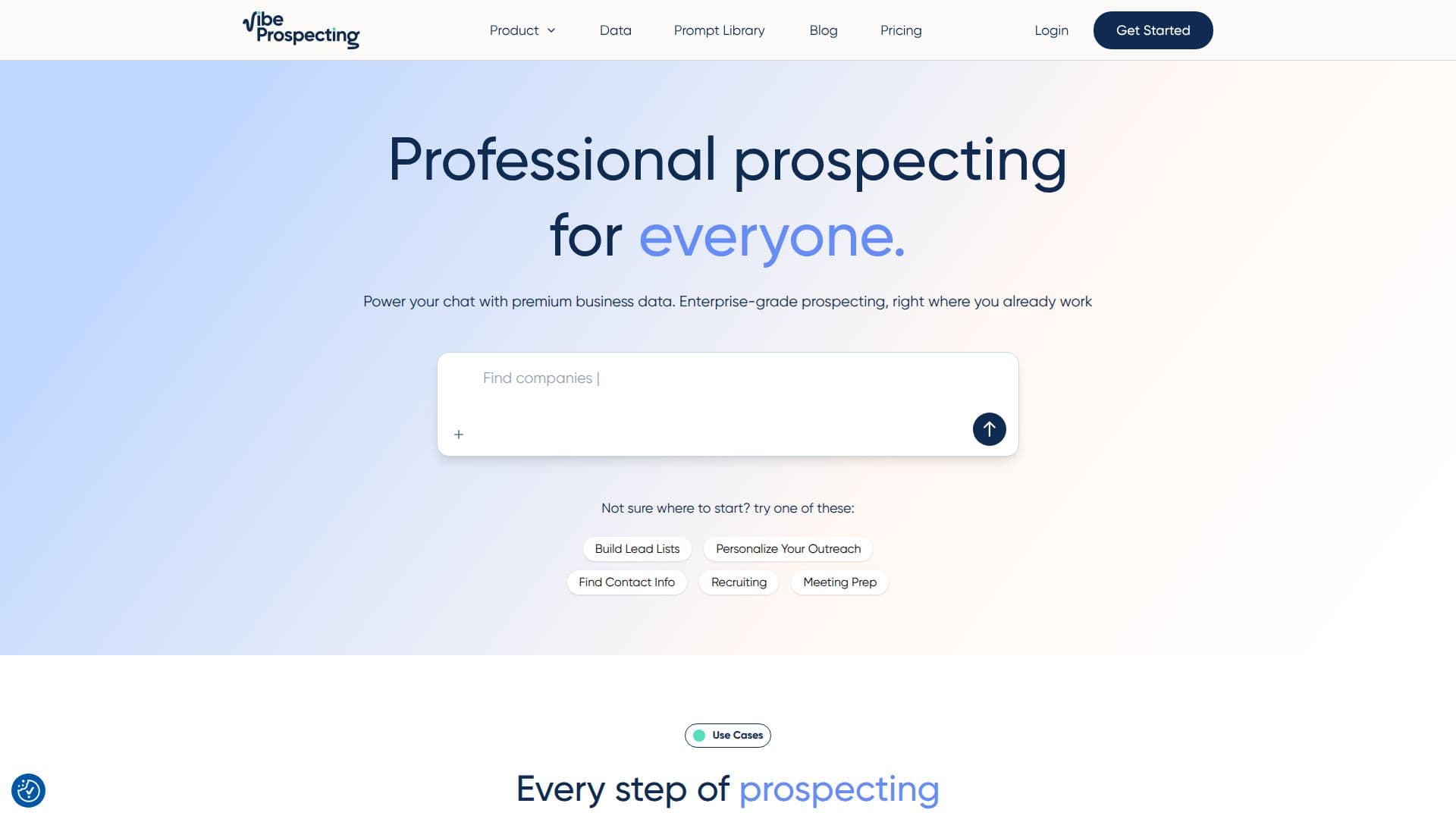 Screenshot von Vibe Prospecting