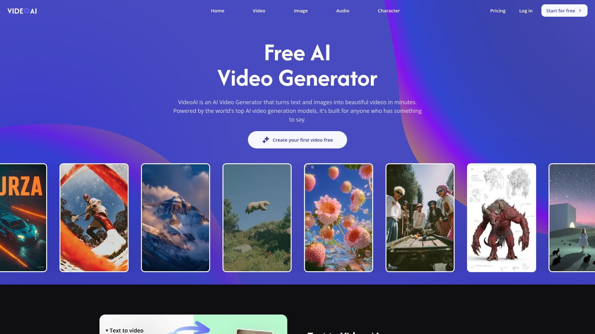 Screenshot von VideoAI