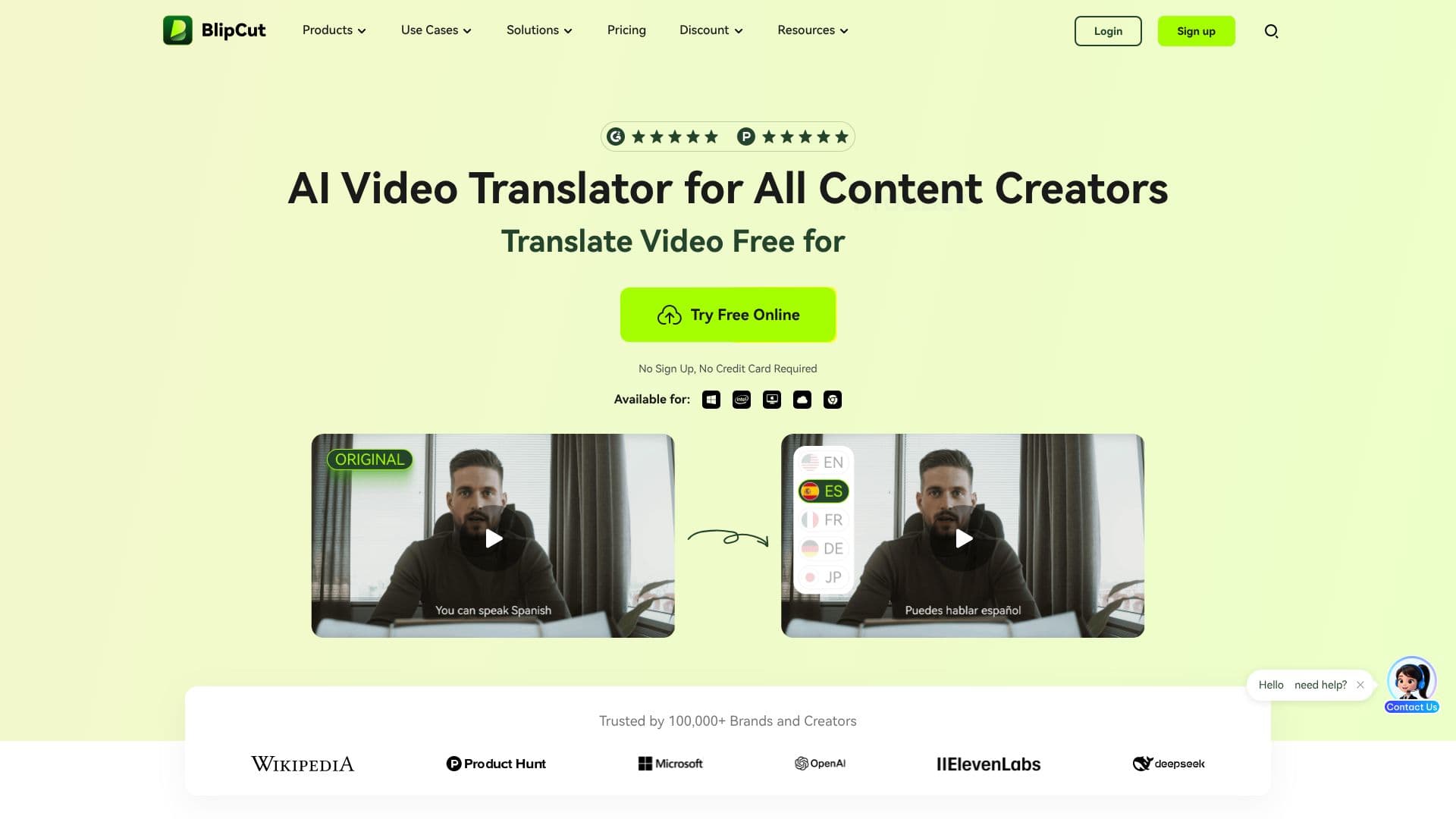 Captura de pantalla de Traductor de Vídeo IA BlipCut