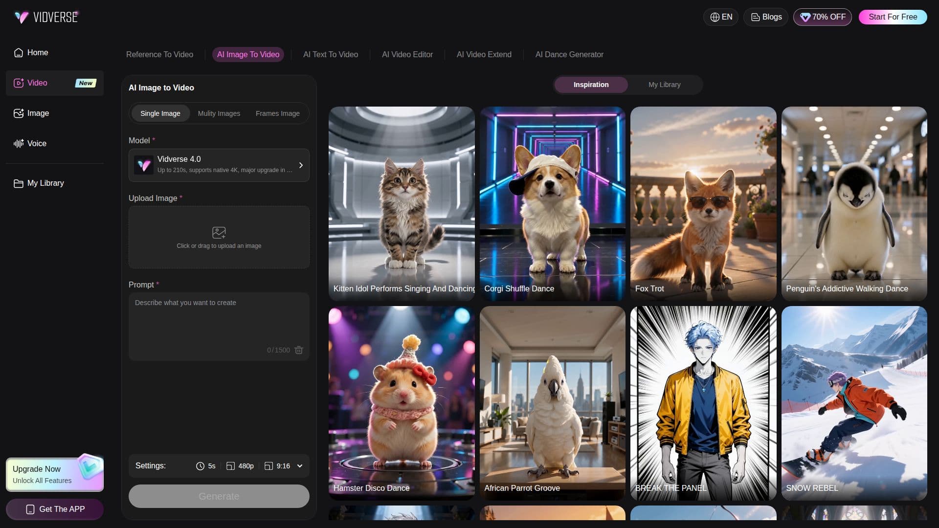 Capture d’écran de Vidverse AI Image to Video