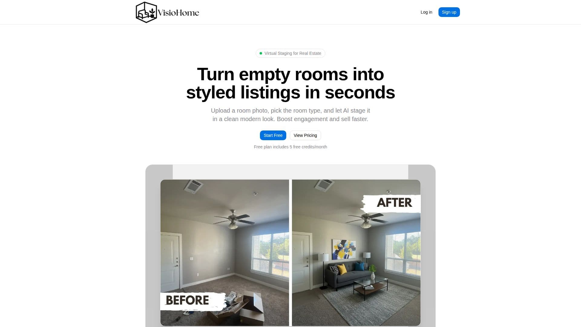 VisioHome - AI 가상 스테이징 screenshot
