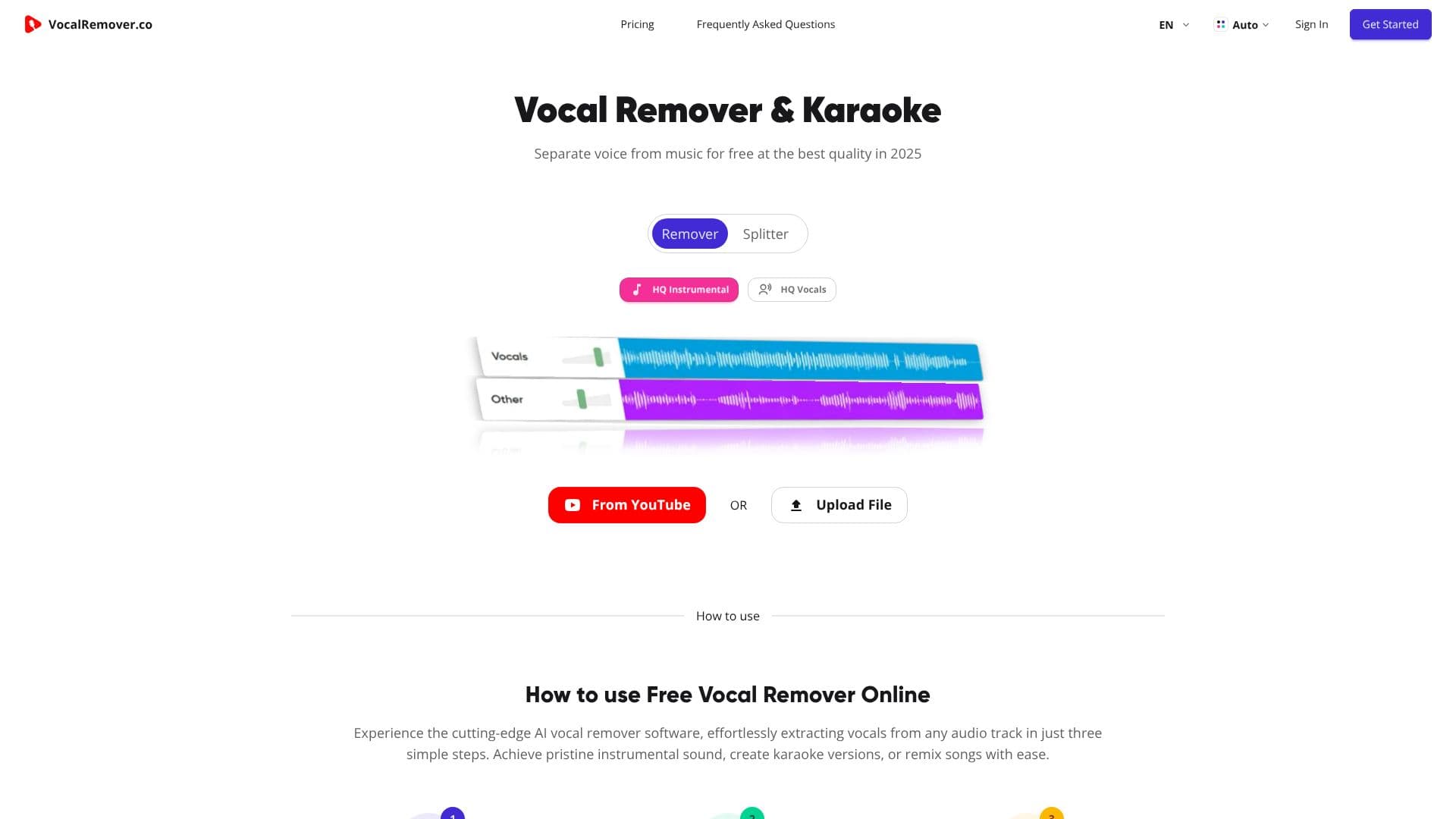 Tangkapan layar VocalRemover.co
