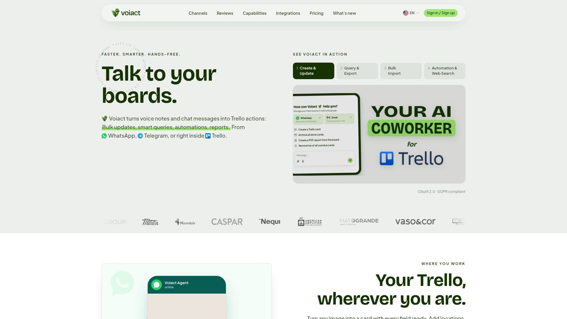 Voiact — AI Assistant for Trello screenshot