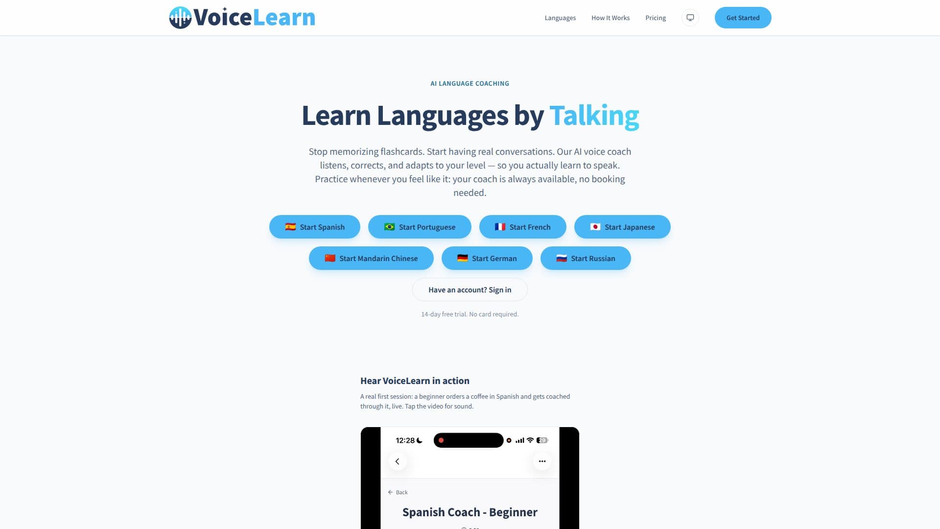 Capture d’écran de VoiceLearn