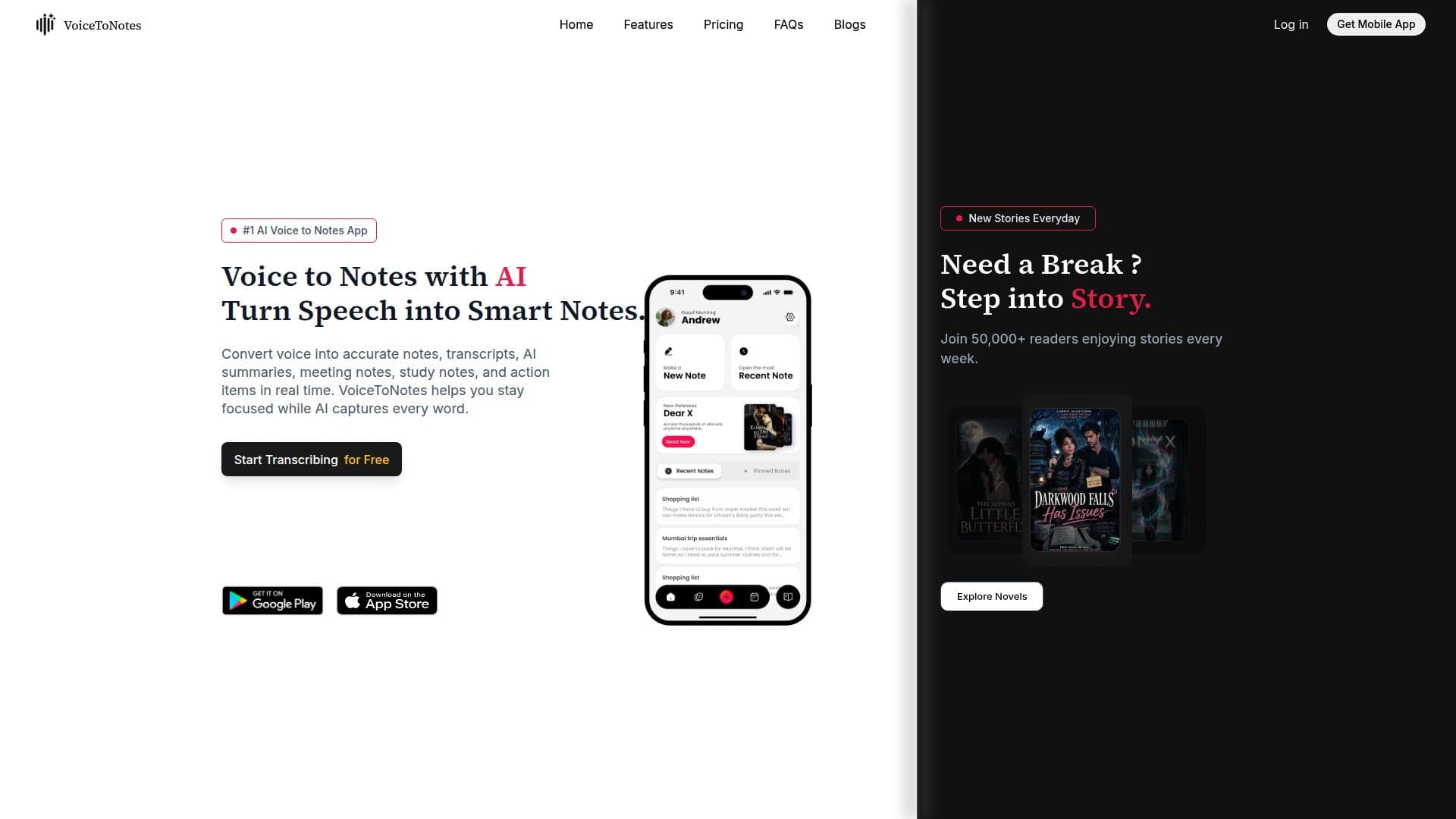 VoiceToNotes.ai screenshot
