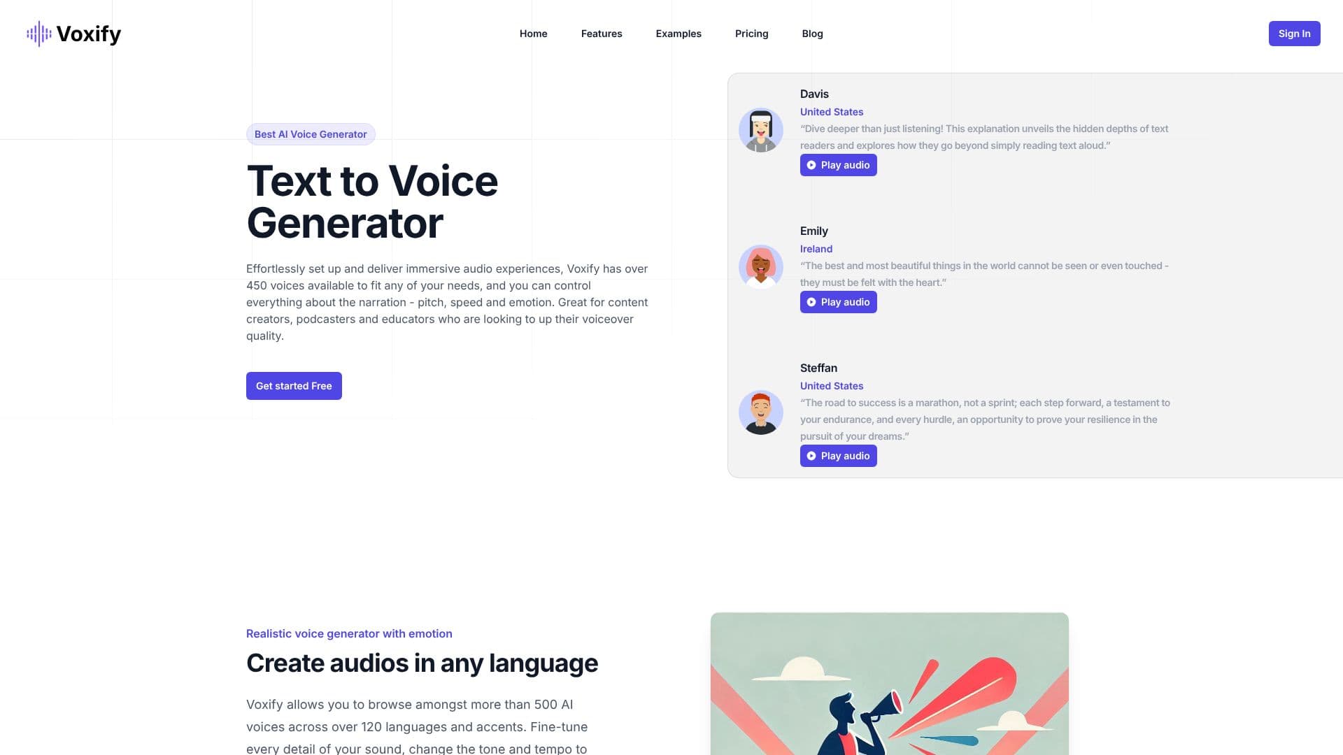 Captura de tela do Voxify AI Voice Generator