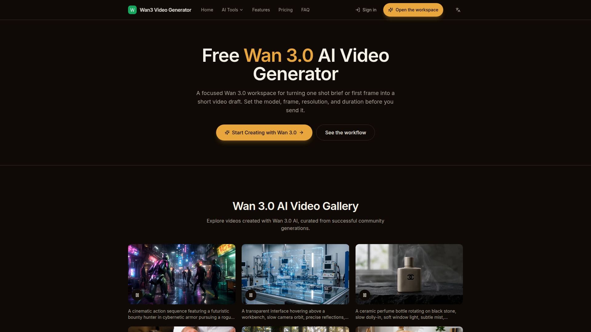 Captura de pantalla de Generador de Video Wan3