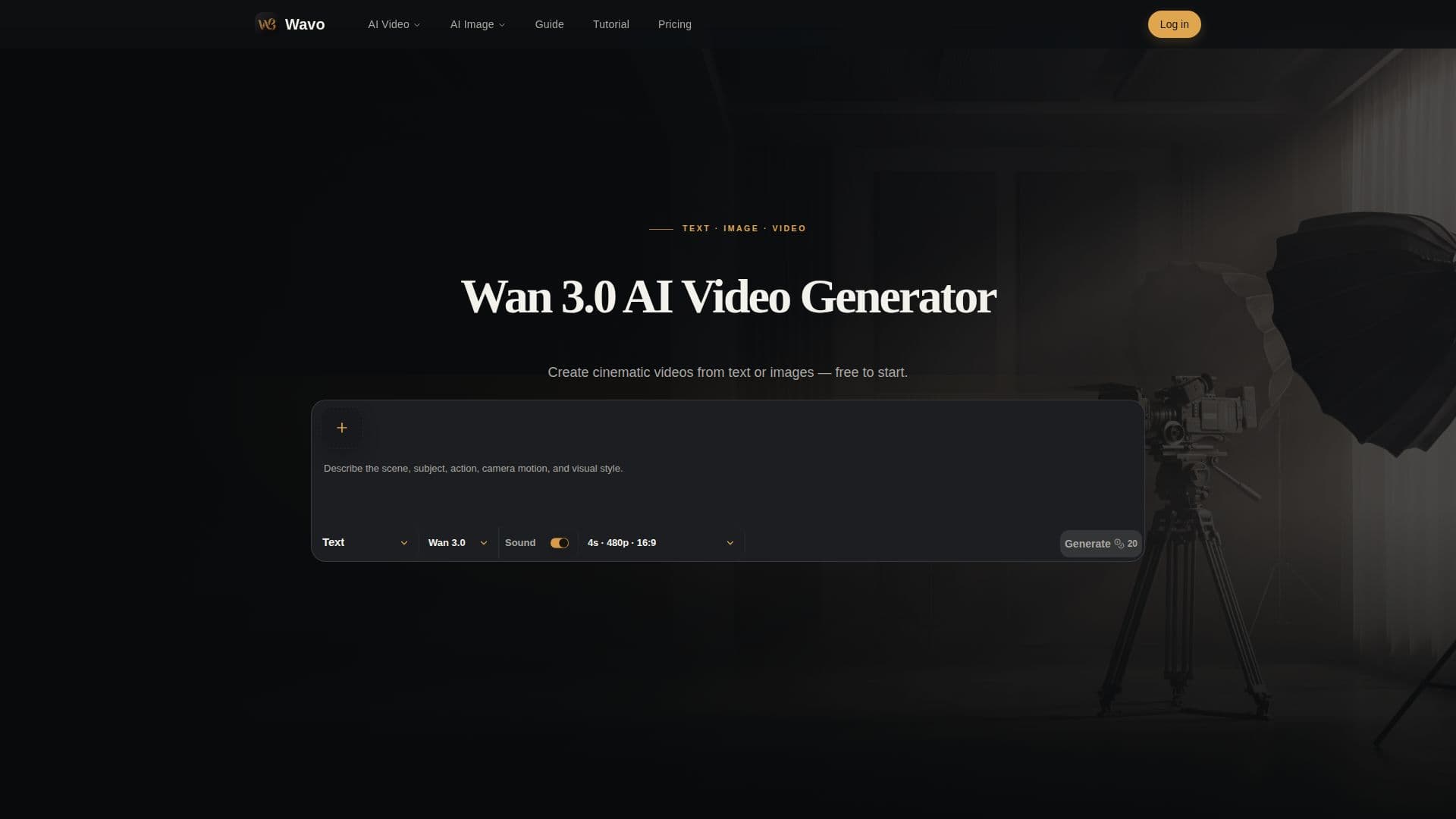 Captura de pantalla de Generador de Video AI Wan 3.0