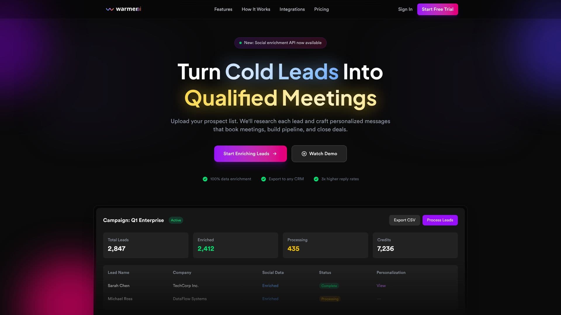 Tangkapan layar Warmer - AI Sales Enrichment