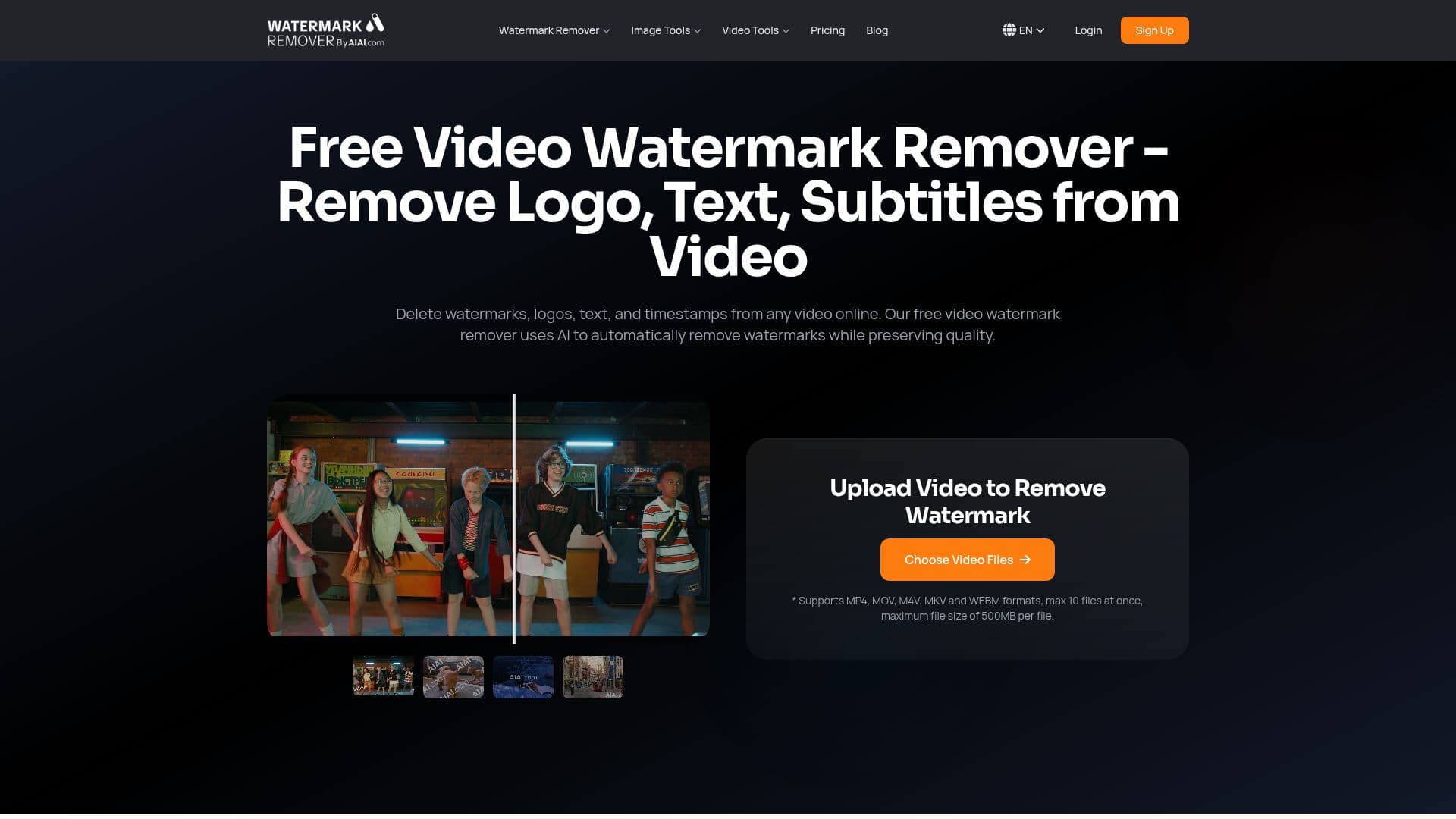 Captura de pantalla de AIAI.com Eliminador de Marcas de Agua de Video