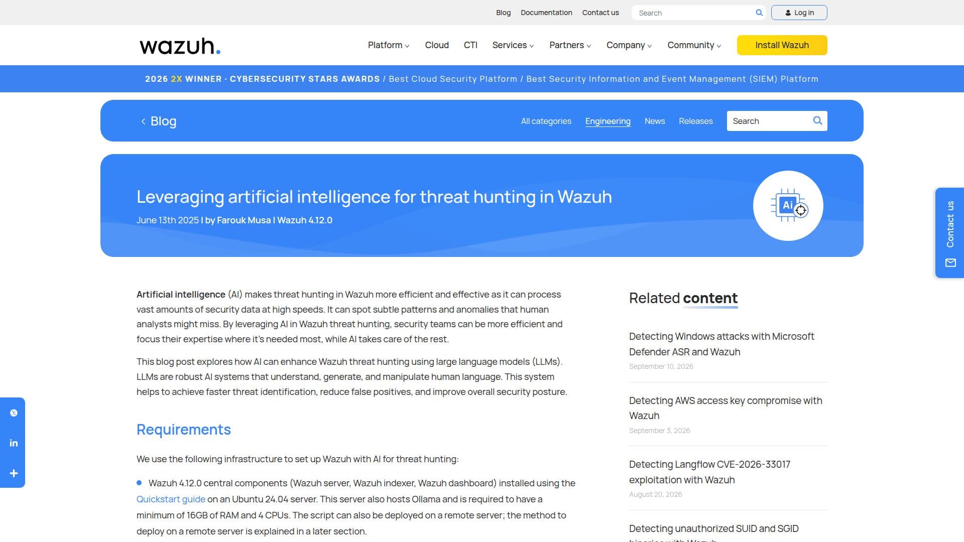 Caza de Amenazas AI de Wazuh screenshot