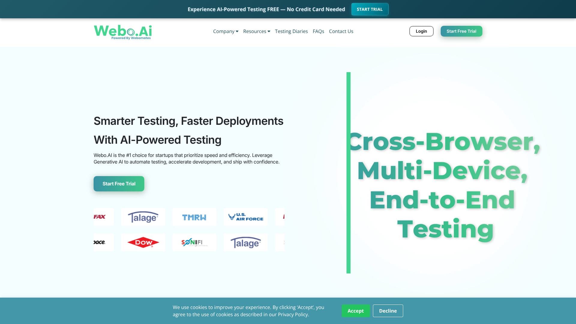 Capture d’écran de Webo.AI Test Automation
