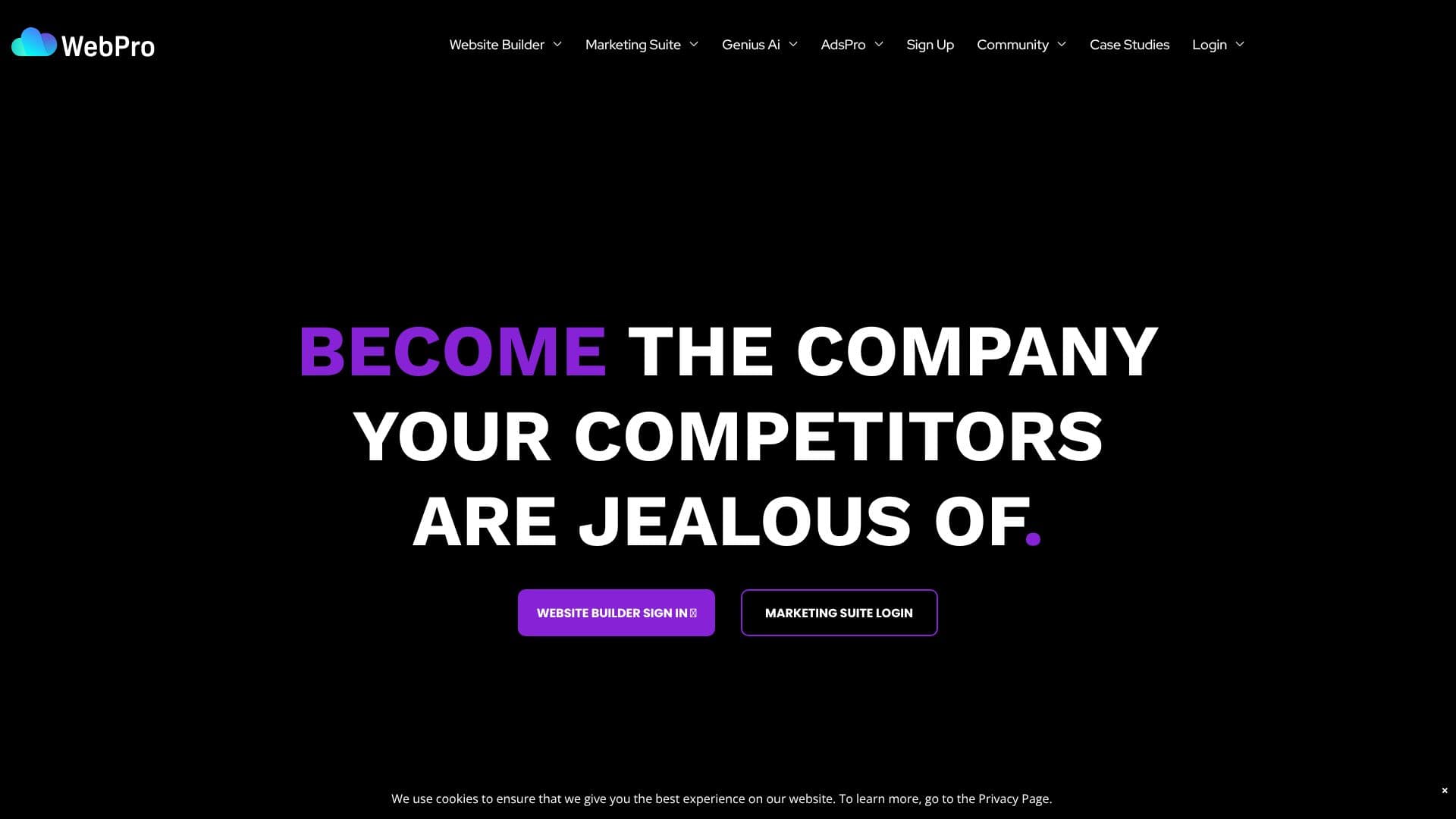 Tangkapan layar Editor Situs Web WebPro.ai