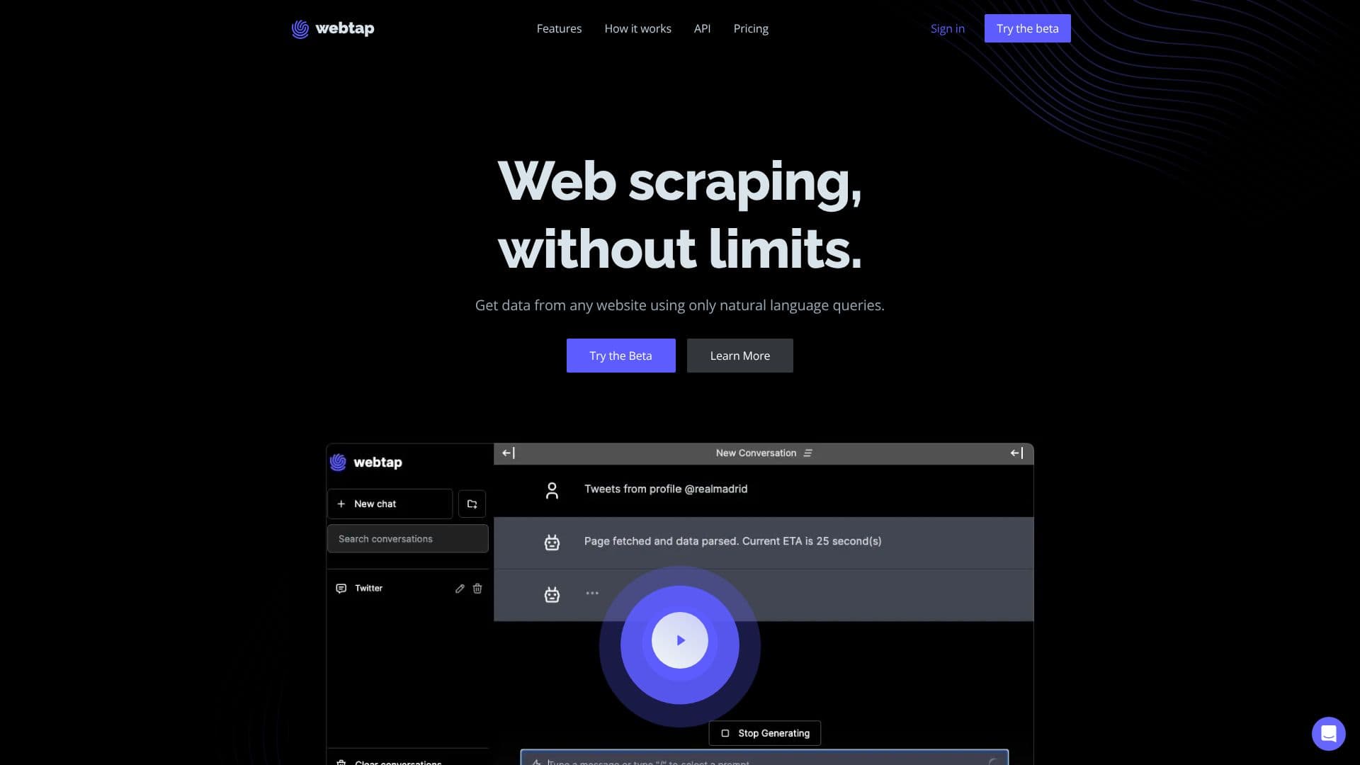 Webtap.ai Web Scraper AI screenshot
