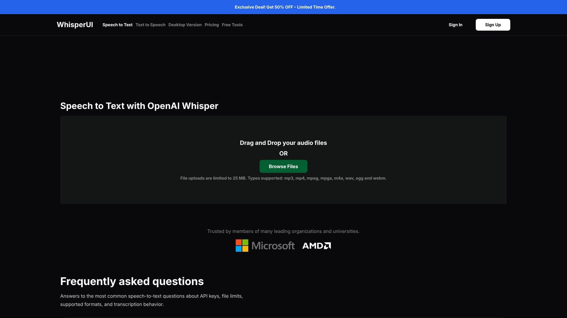 Captura de pantalla de WhisperUI Speech to Text
