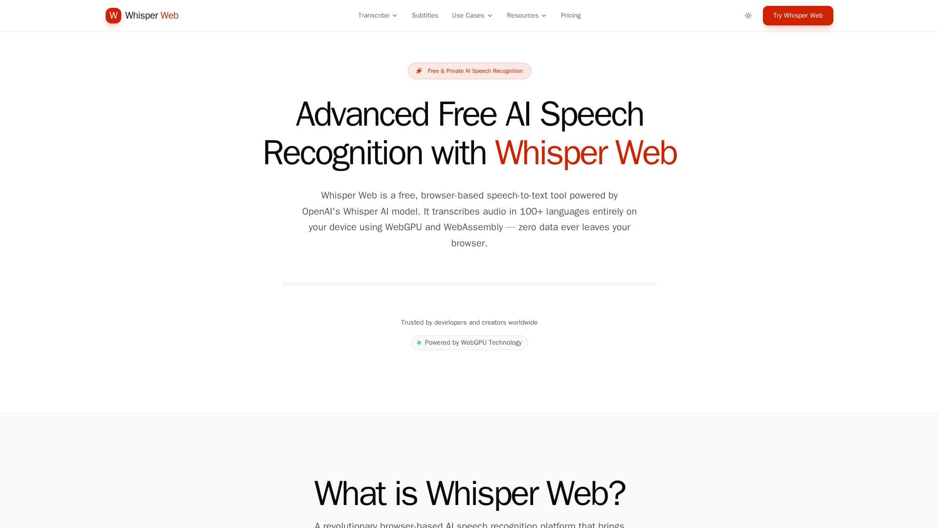 Whisper Web screenshot