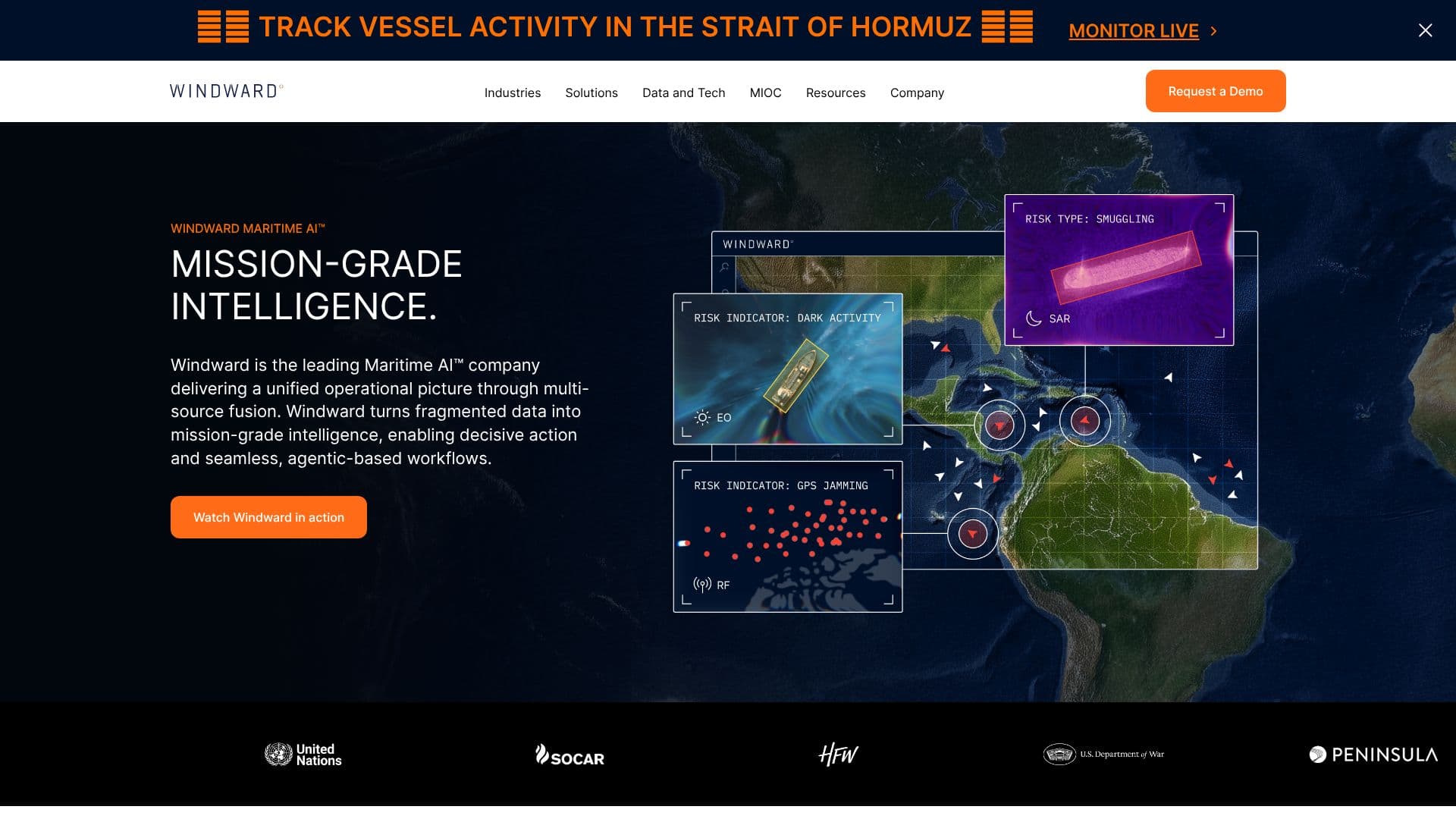 Screenshot von Windward Maritime AI