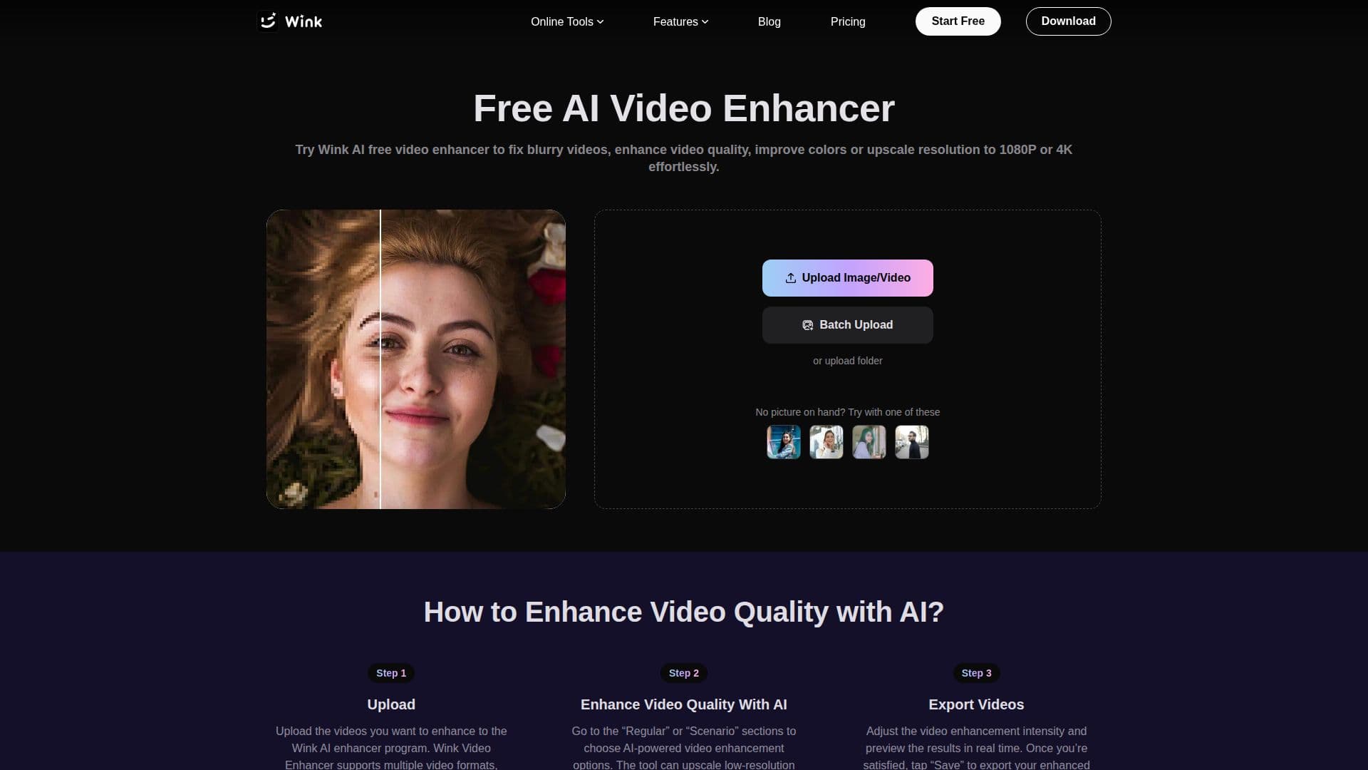 Wink AI Video Enhancer screenshot