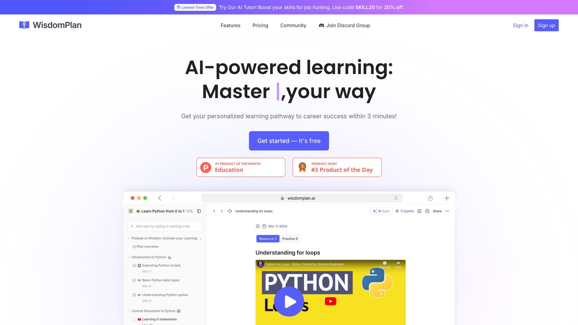 Скриншот WisdomPlan AI Learning Companion