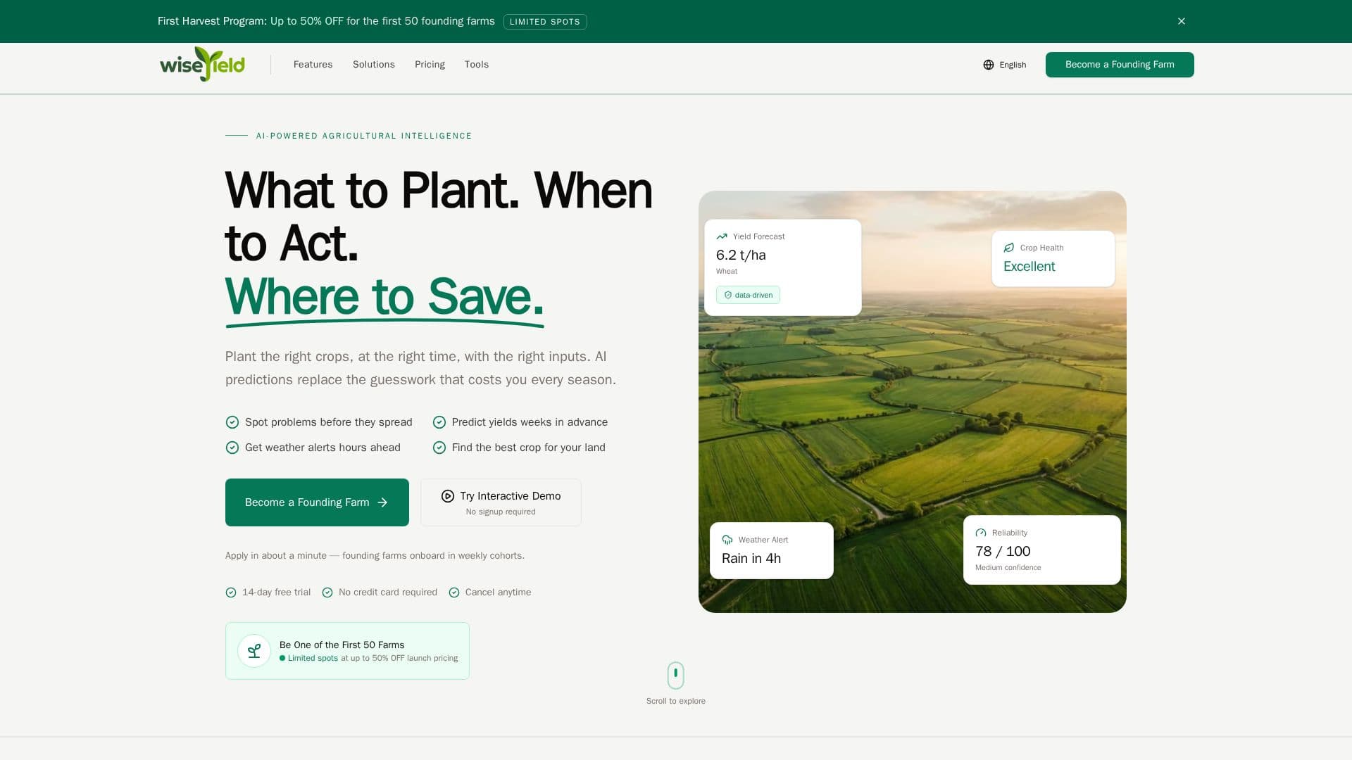 WiseYield: AI-Powered Agricultural Intelligence screenshot