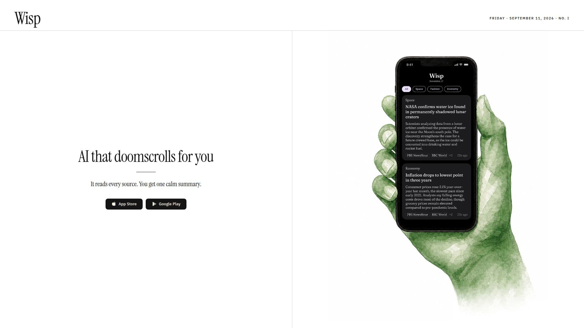 Wisp – The Calm News App screenshot
