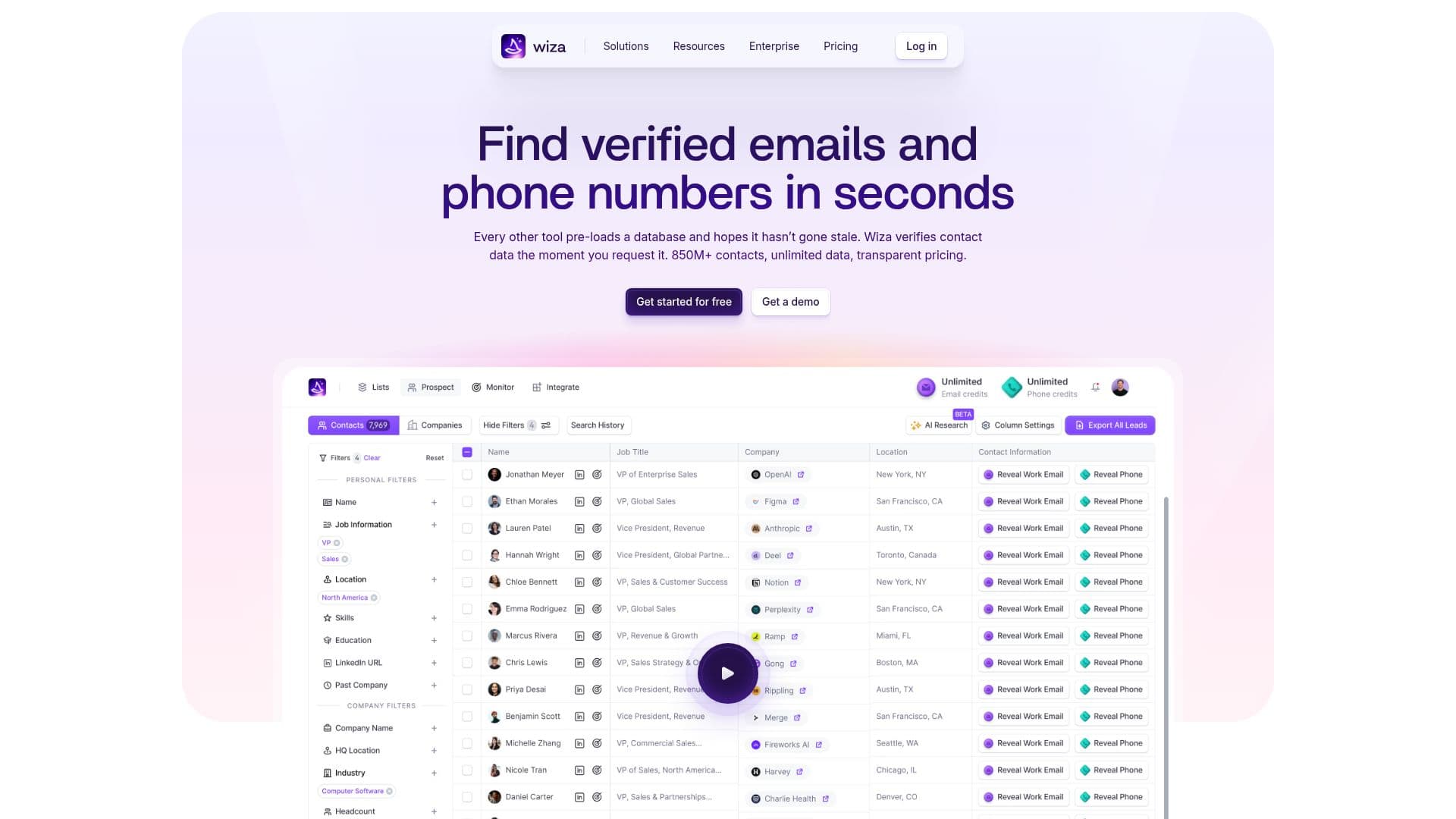 Wiza B2B Prospecting Tool screenshot