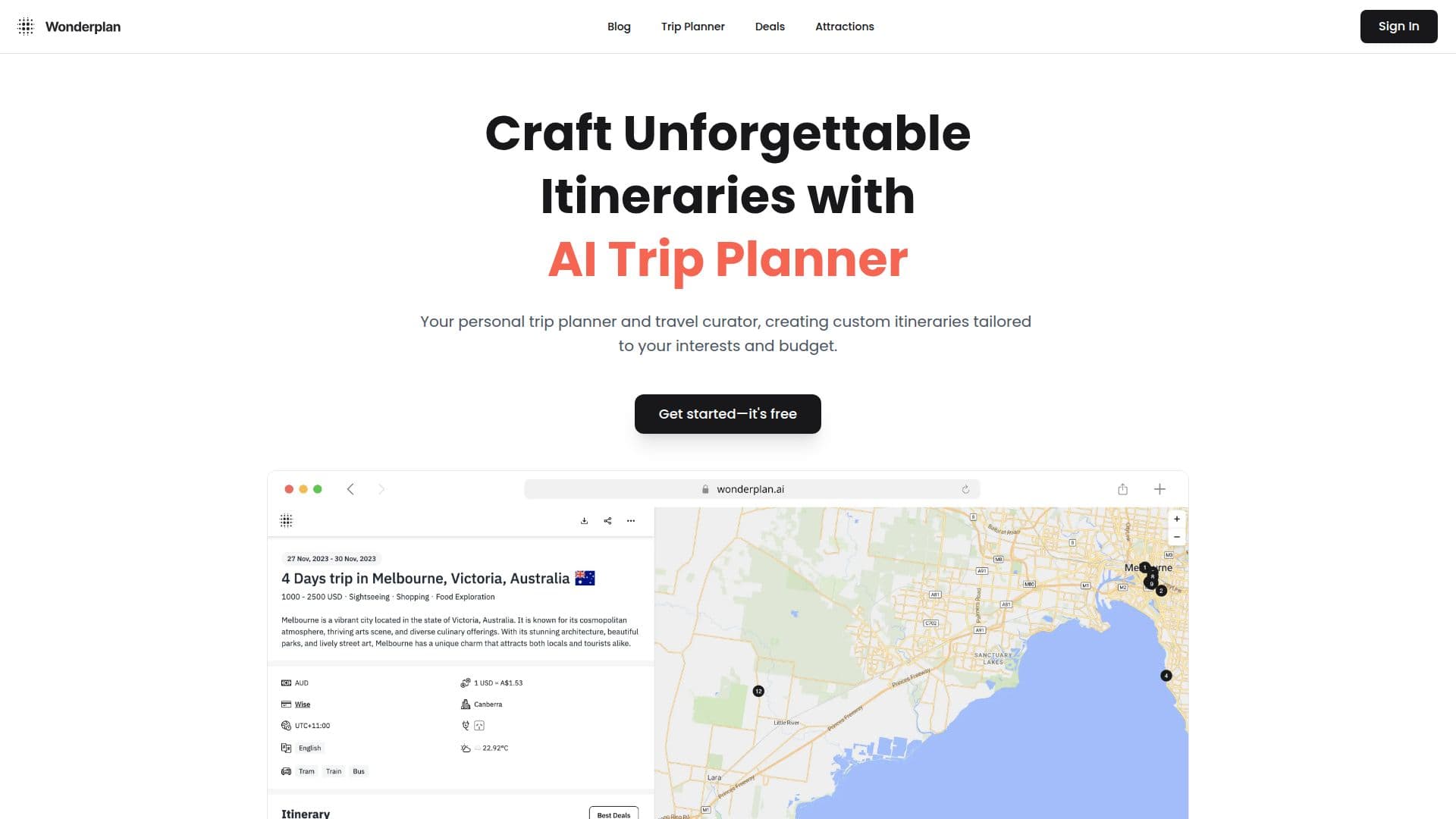 Wonderplan screenshot