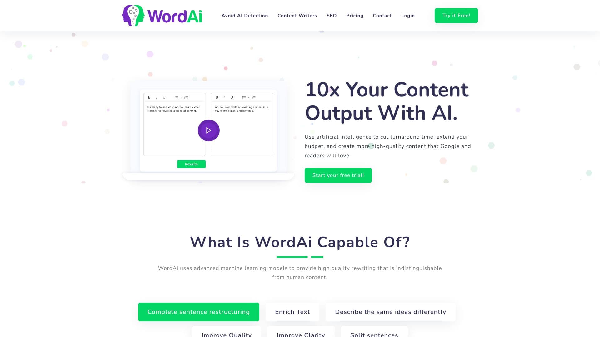 لقطة شاشة لـ WordAi Text Rewriter