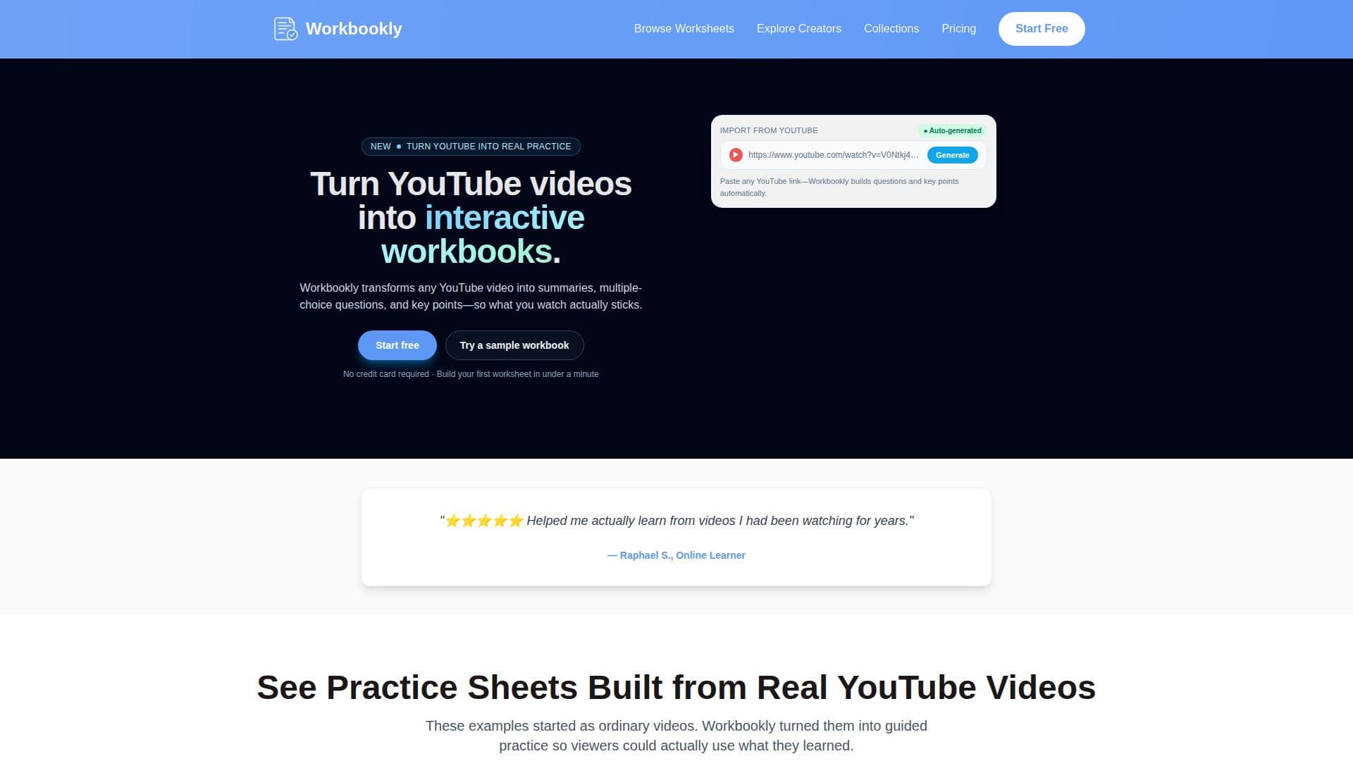 Screenshot von Workbookly
