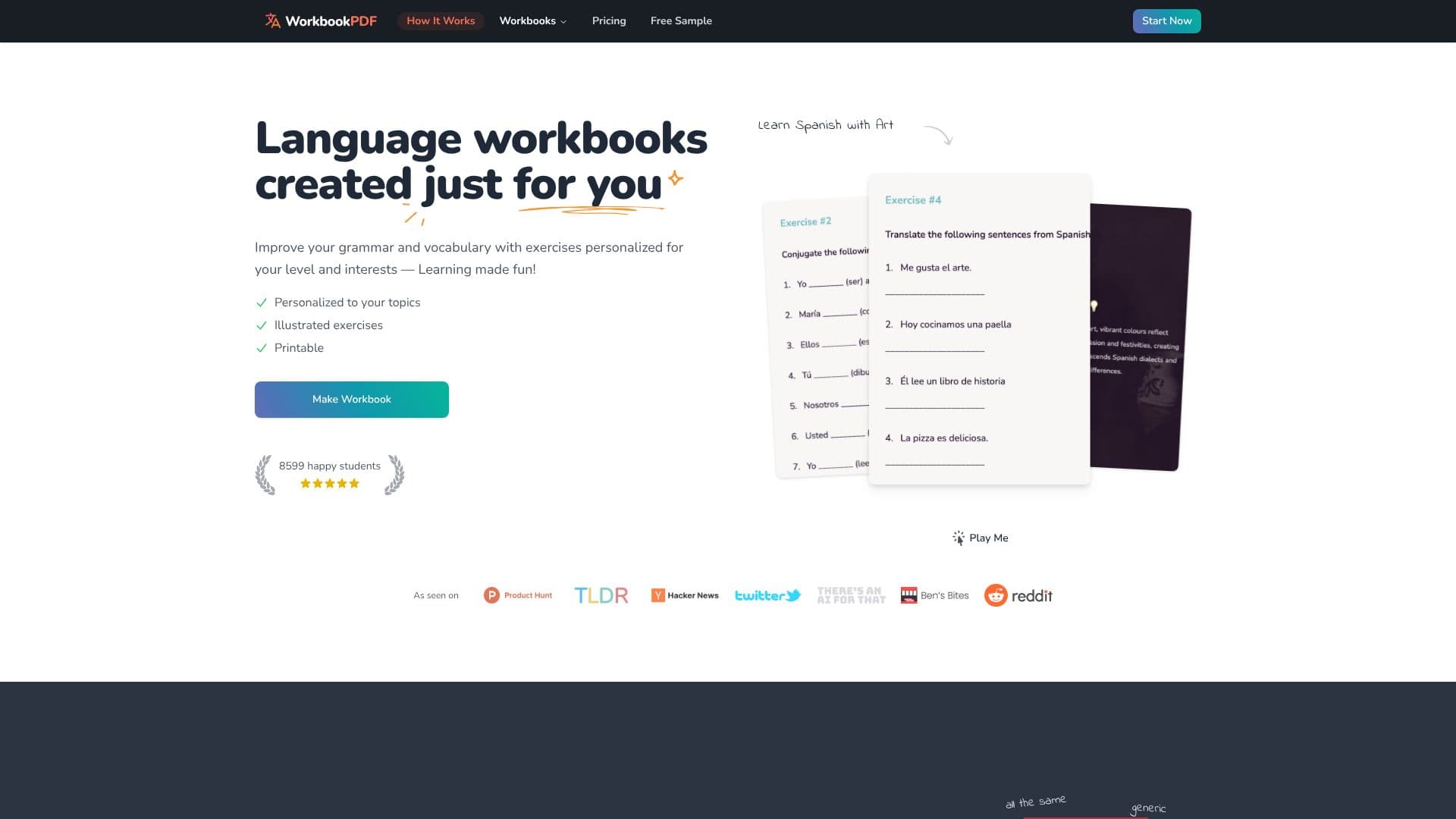 Captura de pantalla de WorkbookPDF: Cuadernos de Idiomas Personalizados