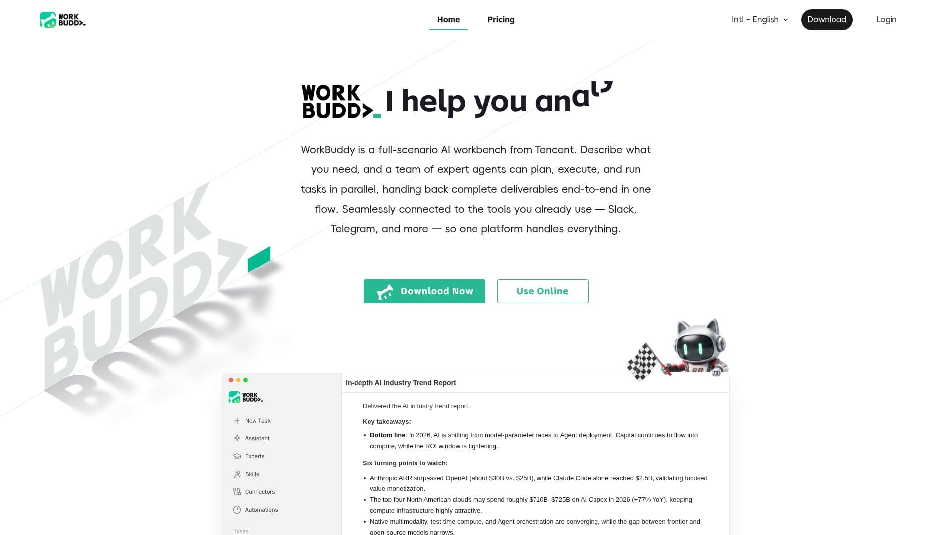 WorkBuddy - 일상 사무 작업을 위한 AI 에이전트 스크린샷