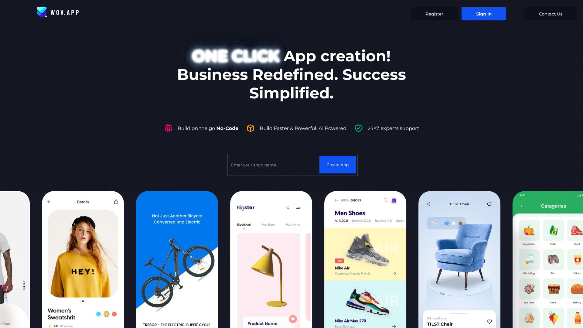 Captura de tela do WOV.APP Construtor de Aplicativos de Compras