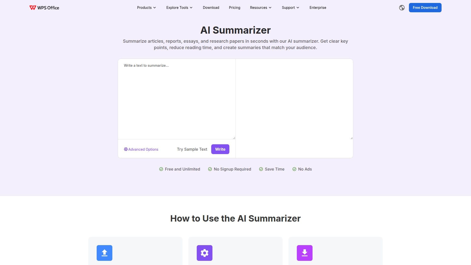 لقطة شاشة لـ WPS AI Summarizer