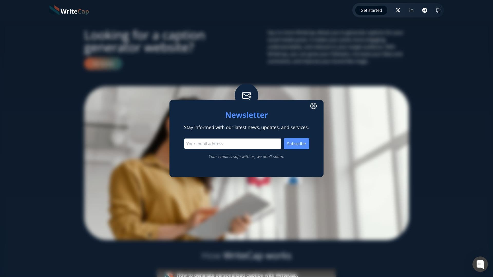 WriteCap AI のスクリーンショット