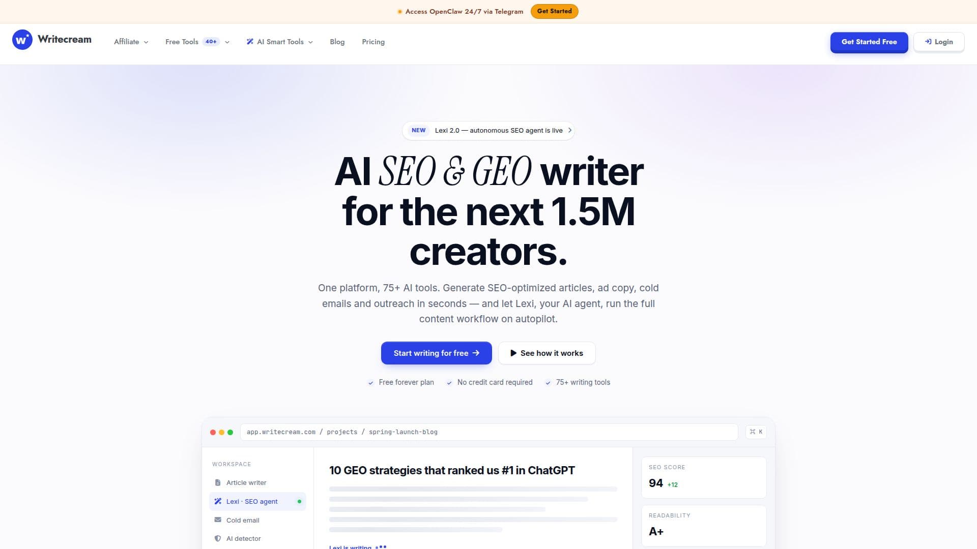 Writecream — AI SEO Writer screenshot
