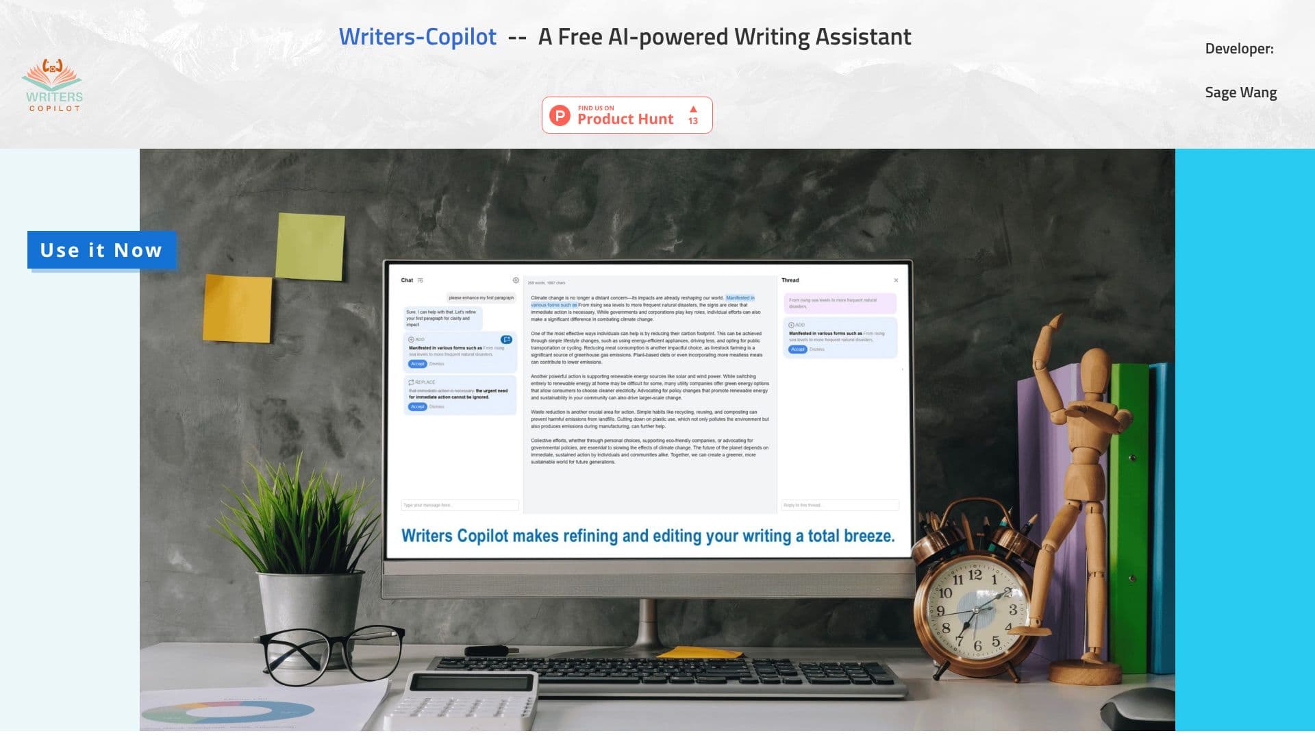 Captura de pantalla de Writers-Copilot