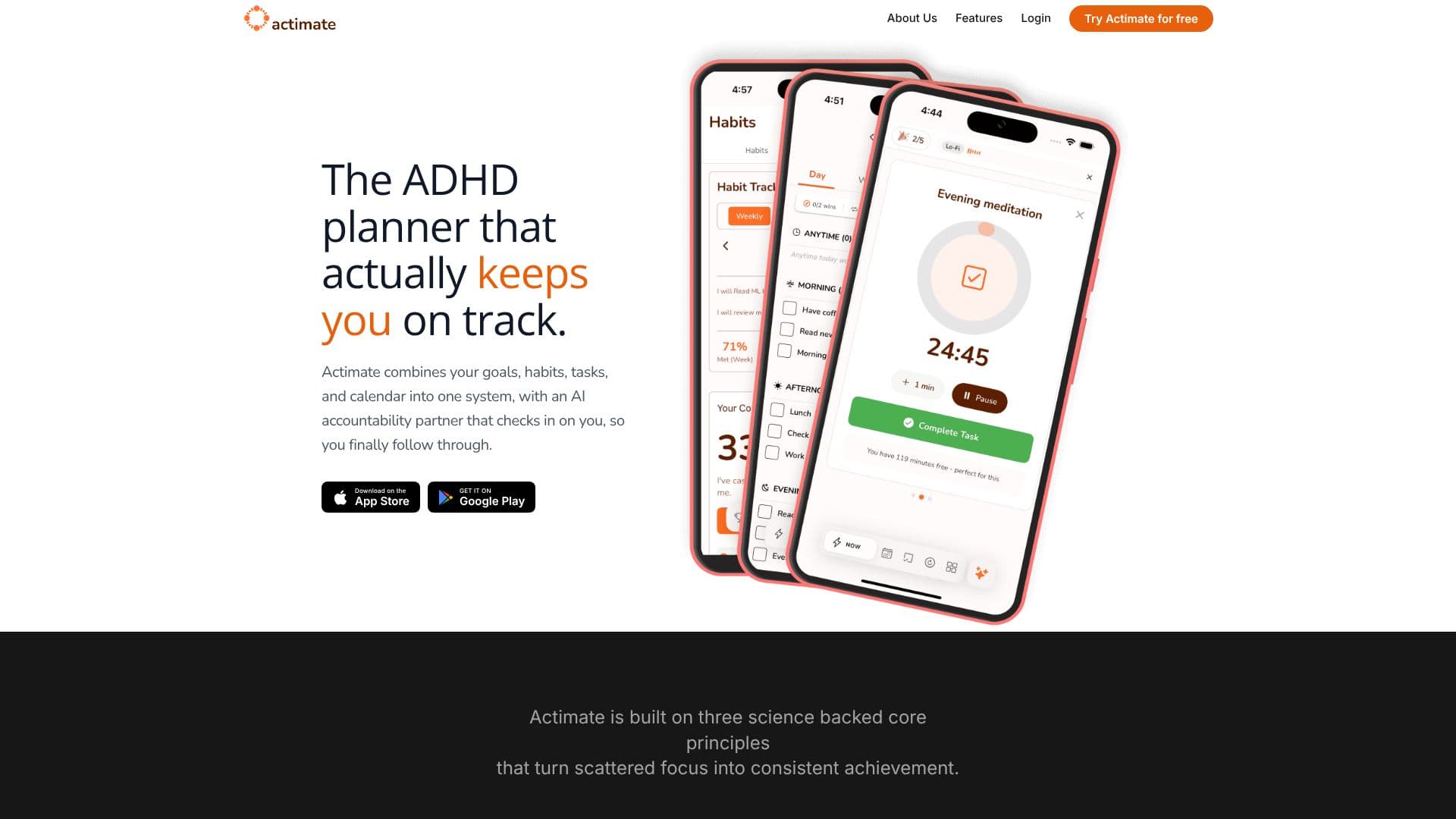 Screenshot von Actimate ADHD Planer