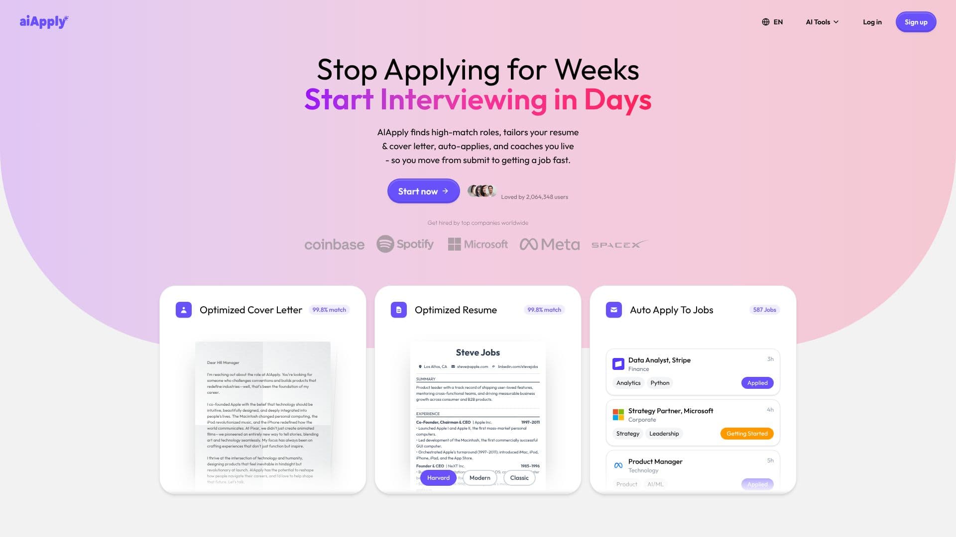 Screenshot von AIApply Job Application AI