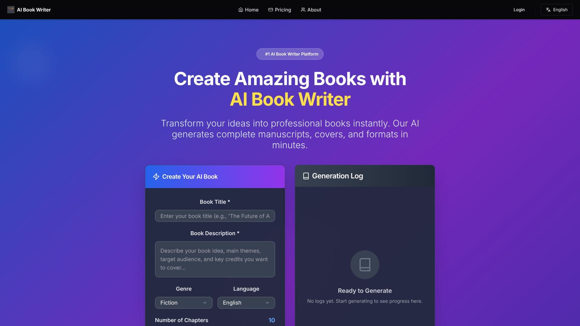 Captura de pantalla de AI Book Writer