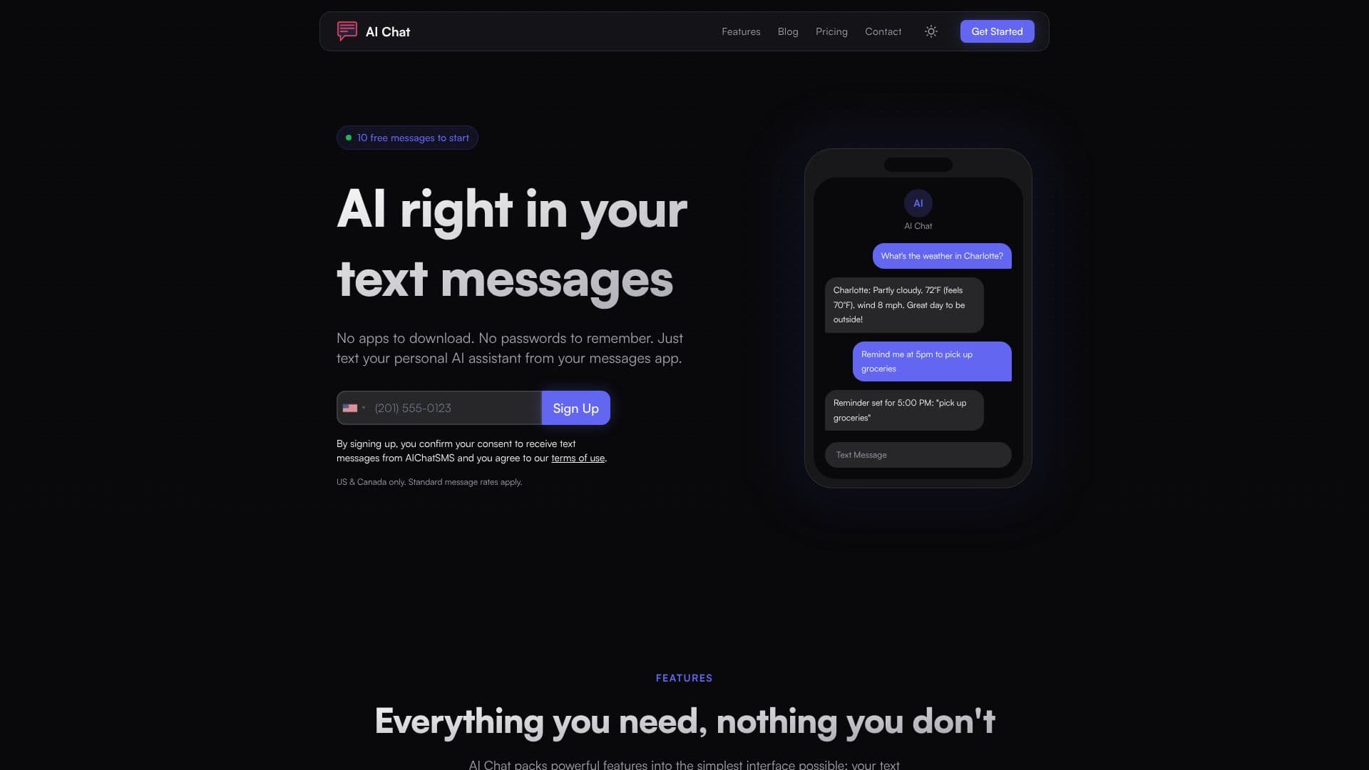 Screenshot von AI Chat SMS